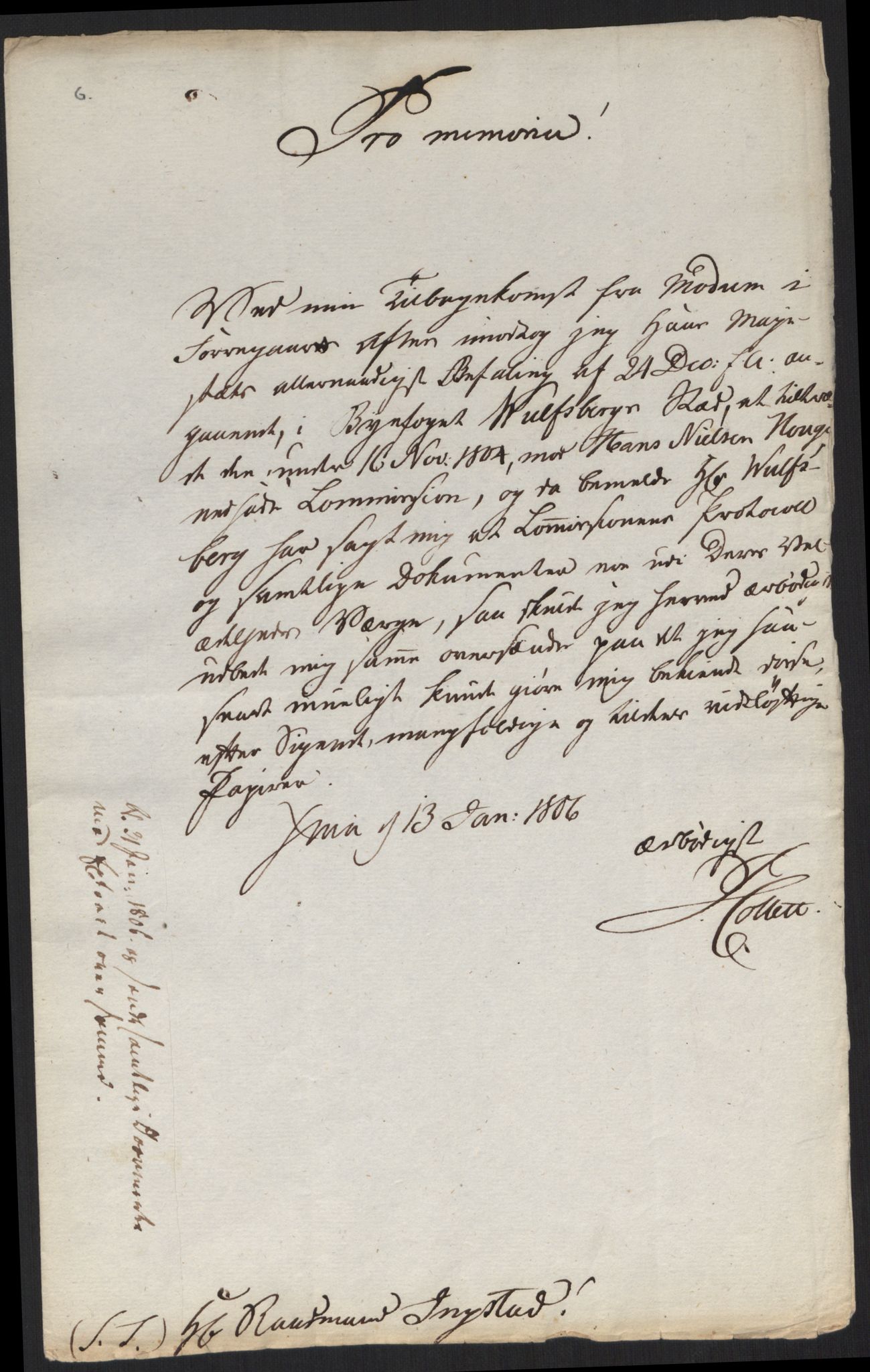 Justisdepartementet, Kommisjon i saken mot Hans Nielsen Hauge 1804, AV/RA-S-1151/D/L0001: Hans Nielsen Hauges sak, 1804-1813