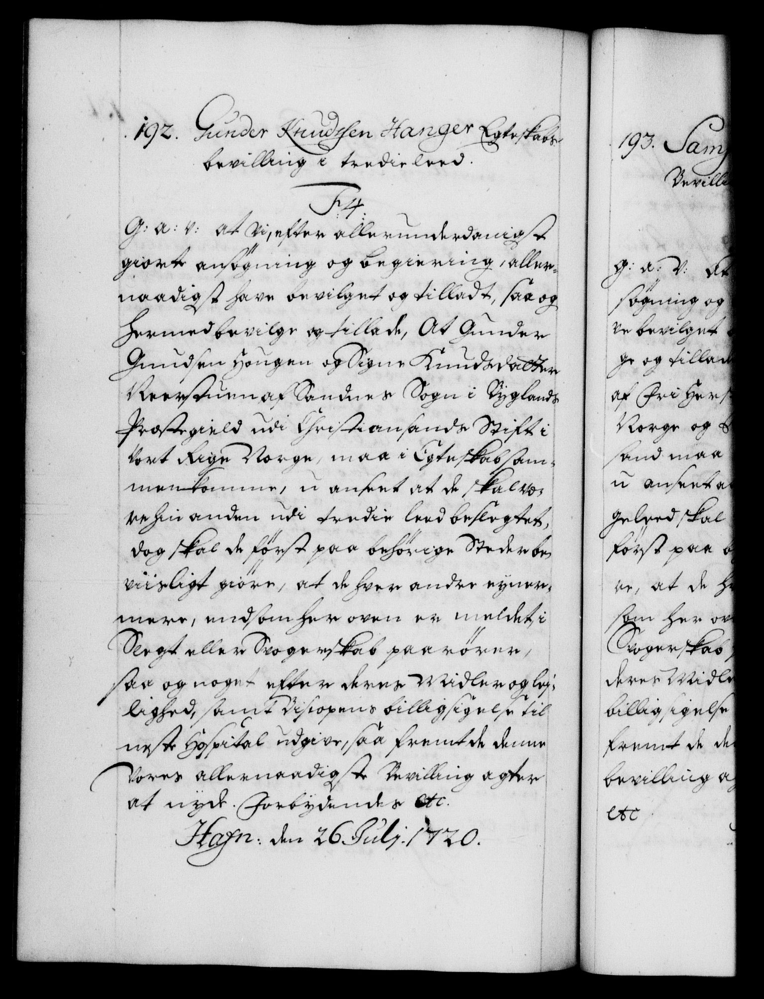 Danske Kanselli 1572-1799, AV/RA-EA-3023/F/Fc/Fca/Fcaa/L0023: Norske registre, 1720-1722, p. 131b