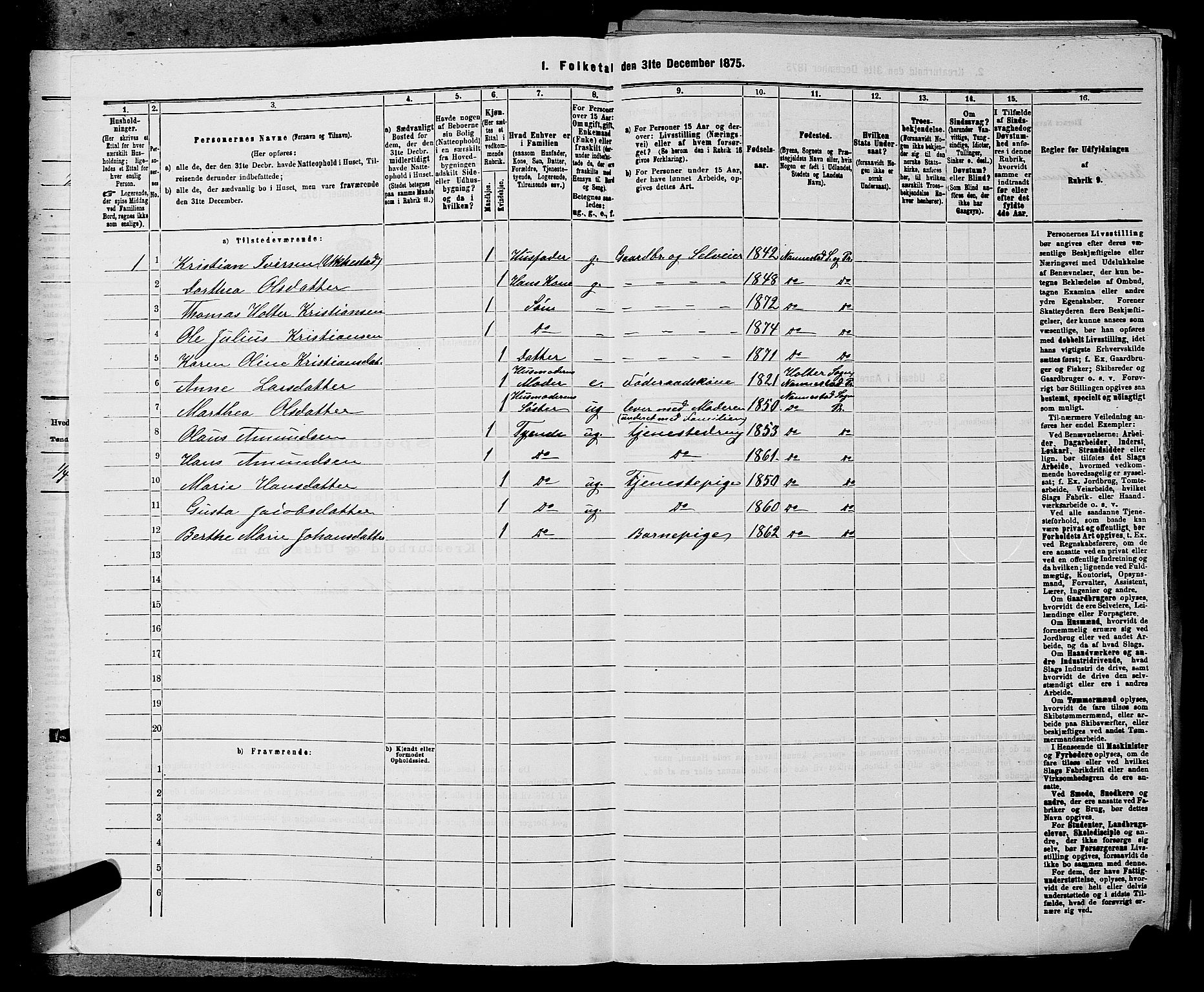 RA, 1875 census for 0238P Nannestad, 1875, p. 209