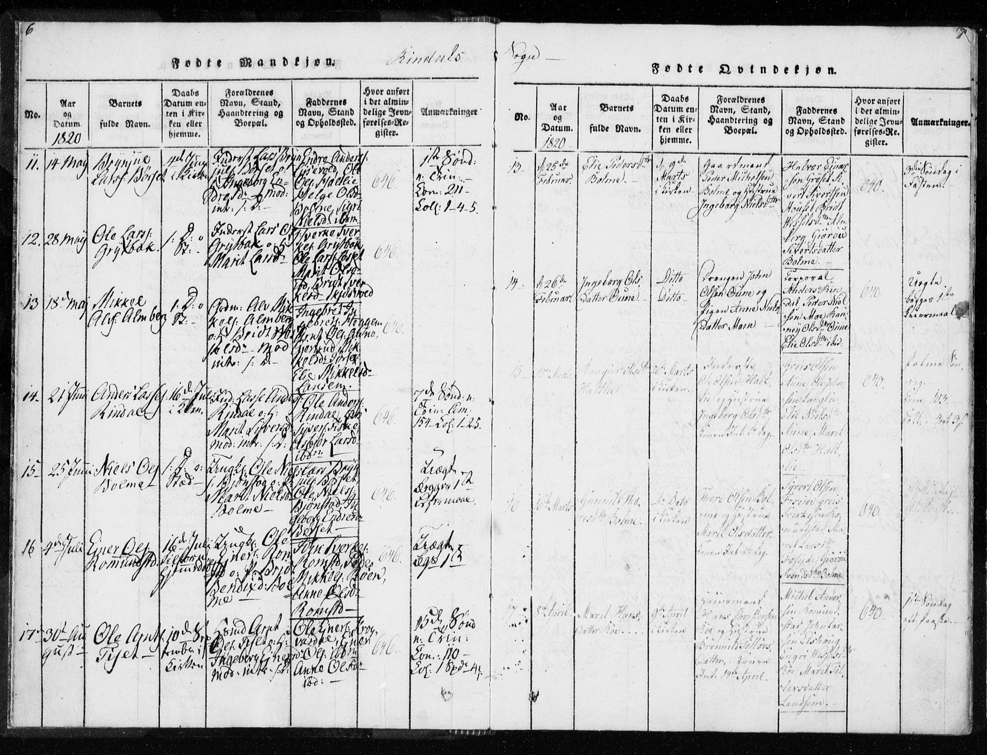 Ministerialprotokoller, klokkerbøker og fødselsregistre - Møre og Romsdal, AV/SAT-A-1454/595/L1041: Parish register (official) no. 595A03, 1819-1829, p. 6-7