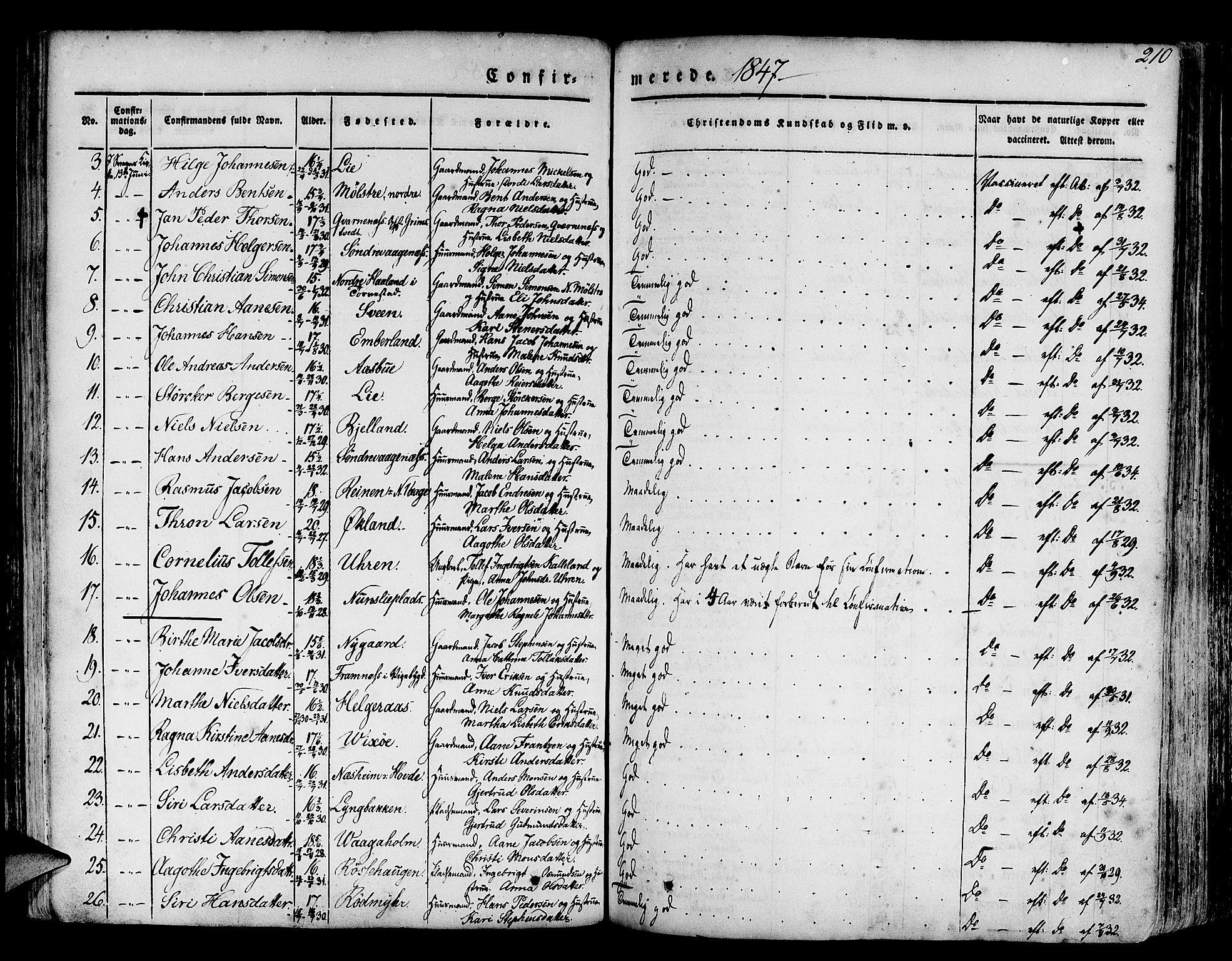 Finnås sokneprestembete, SAB/A-99925/H/Ha/Haa/Haaa/L0006: Parish register (official) no. A 6, 1836-1850, p. 210