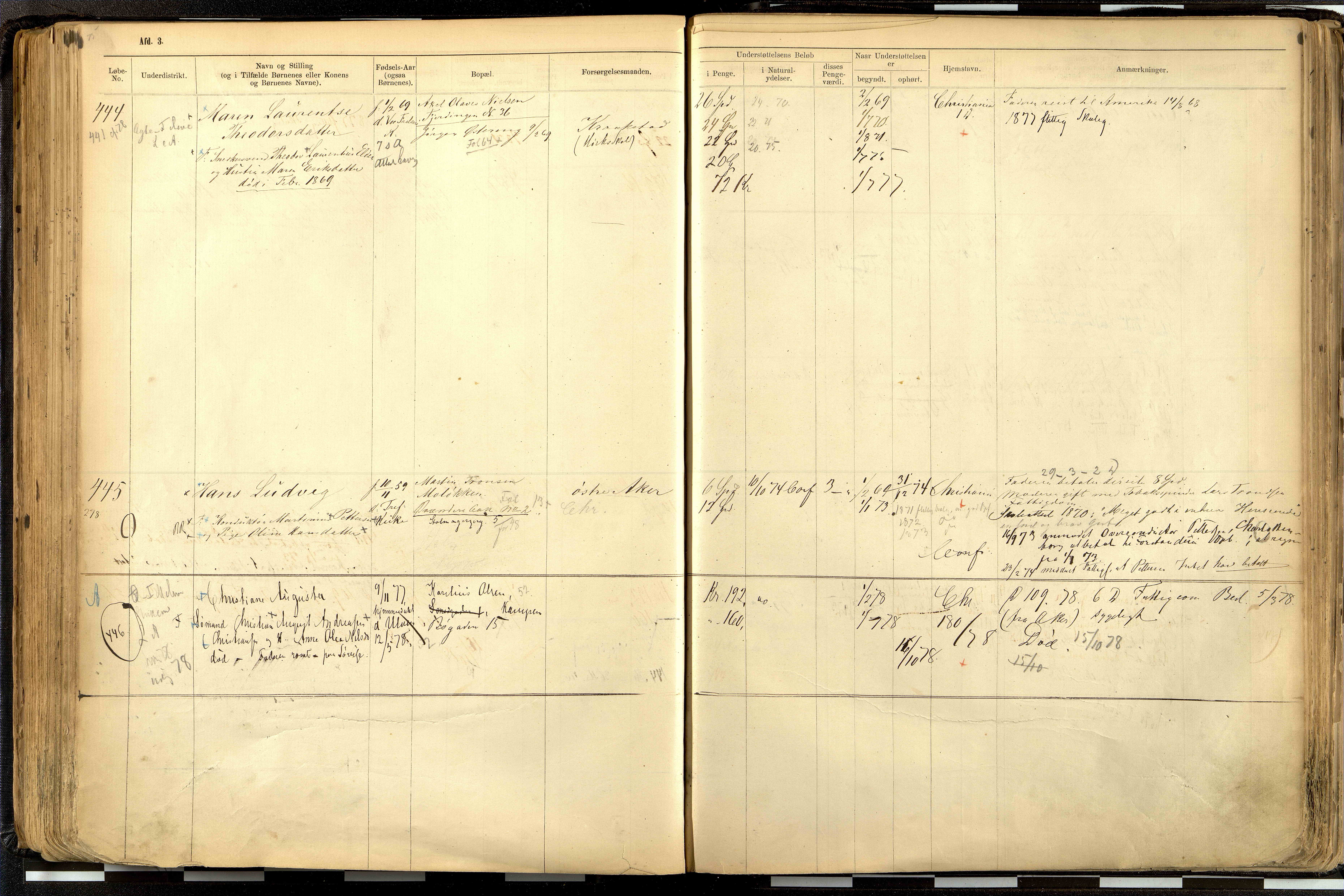 Fattigvesenet, OBA/A-20045/H/Hd/L0001: Manntallsprotokoll. Mnr. 1-644, 1865-1879, p. 225