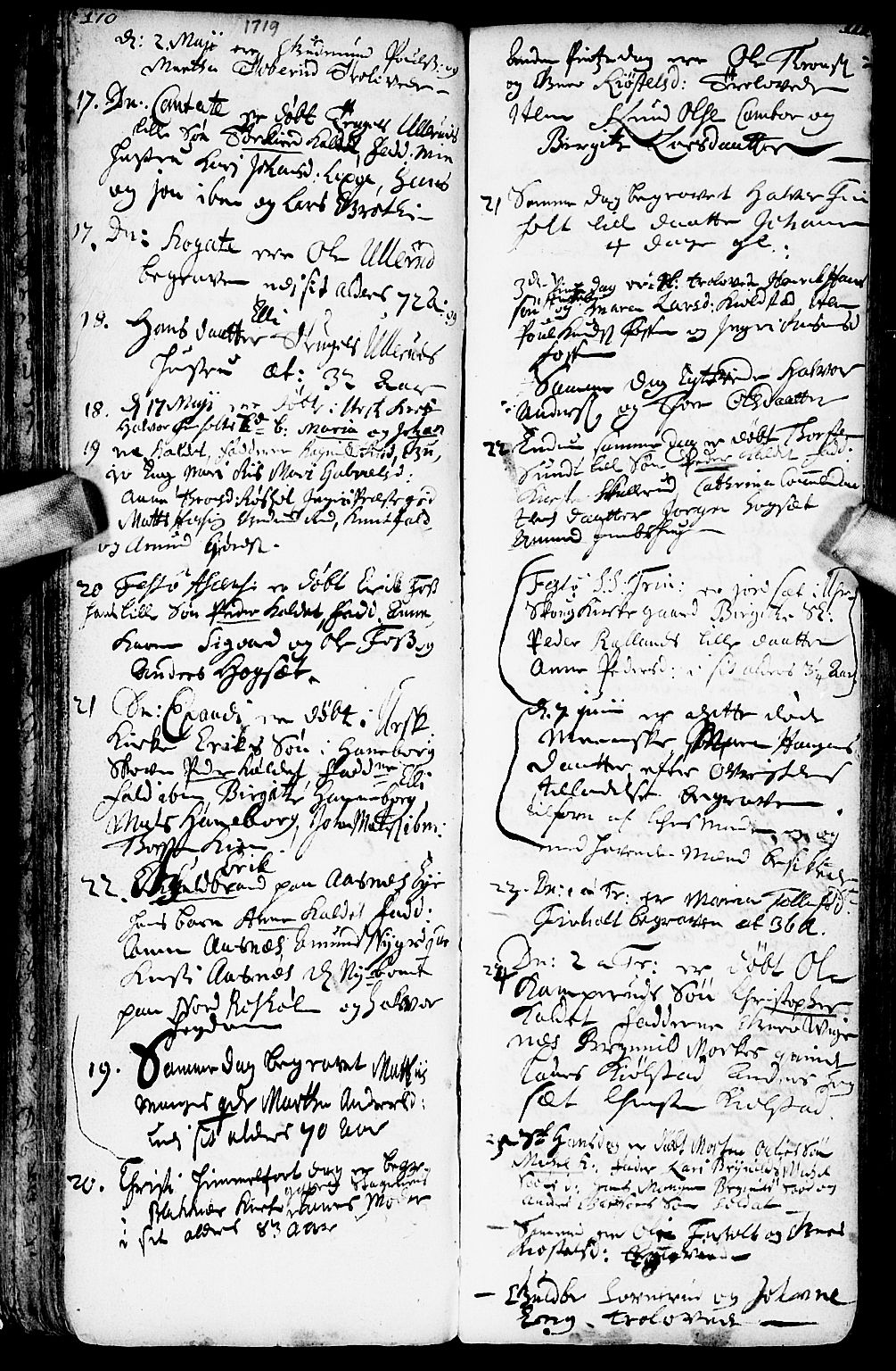 Aurskog prestekontor Kirkebøker, AV/SAO-A-10304a/F/Fa/L0001: Parish register (official) no. I 1, 1707-1735, p. 110-111