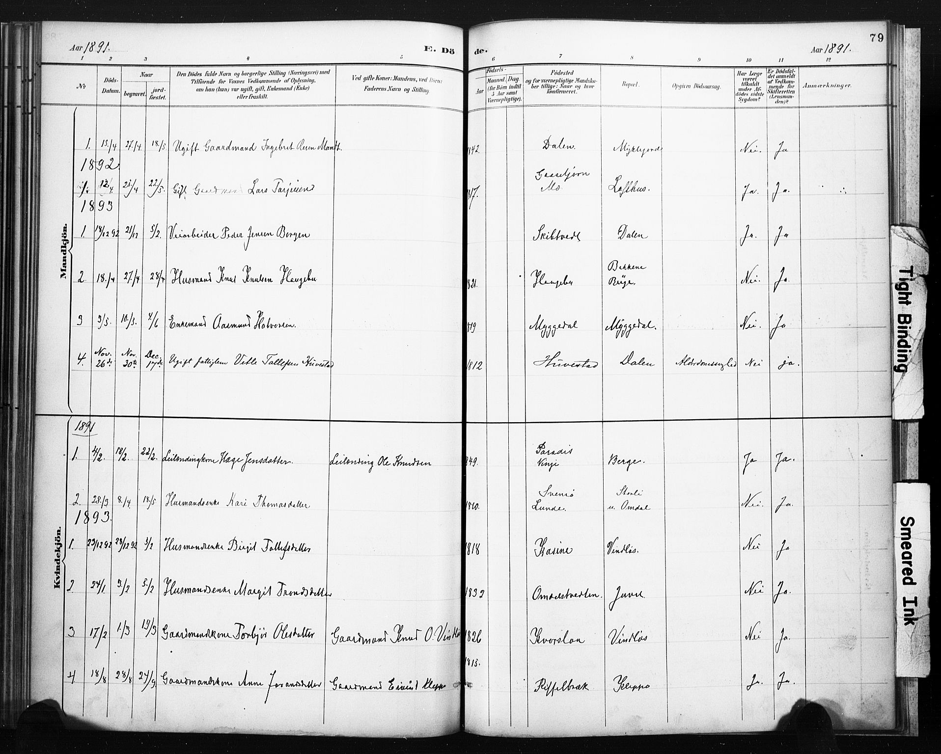 Lårdal kirkebøker, SAKO/A-284/F/Fb/L0002: Parish register (official) no. II 2, 1887-1918, p. 79