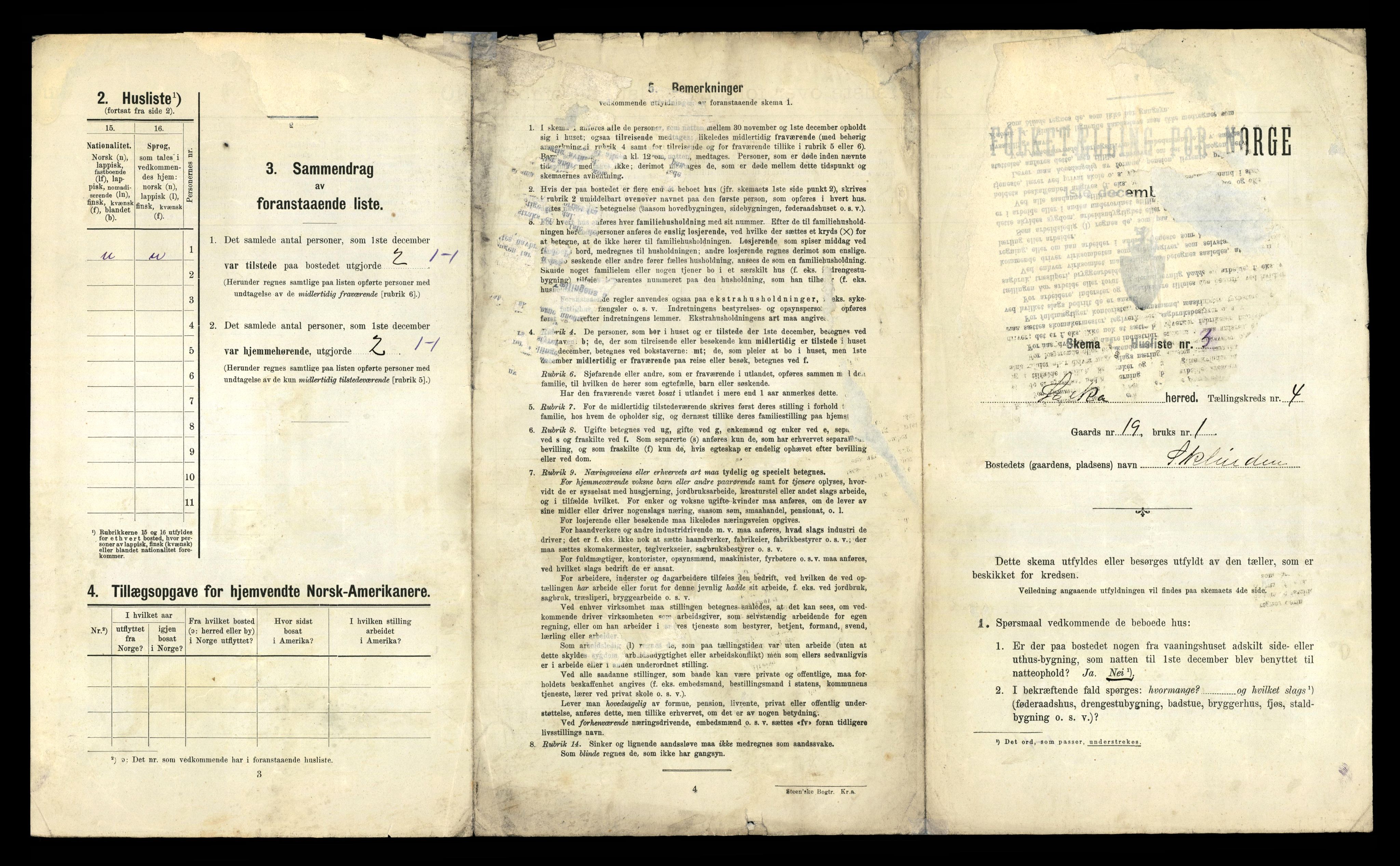 RA, 1910 census for Leka, 1910, p. 416