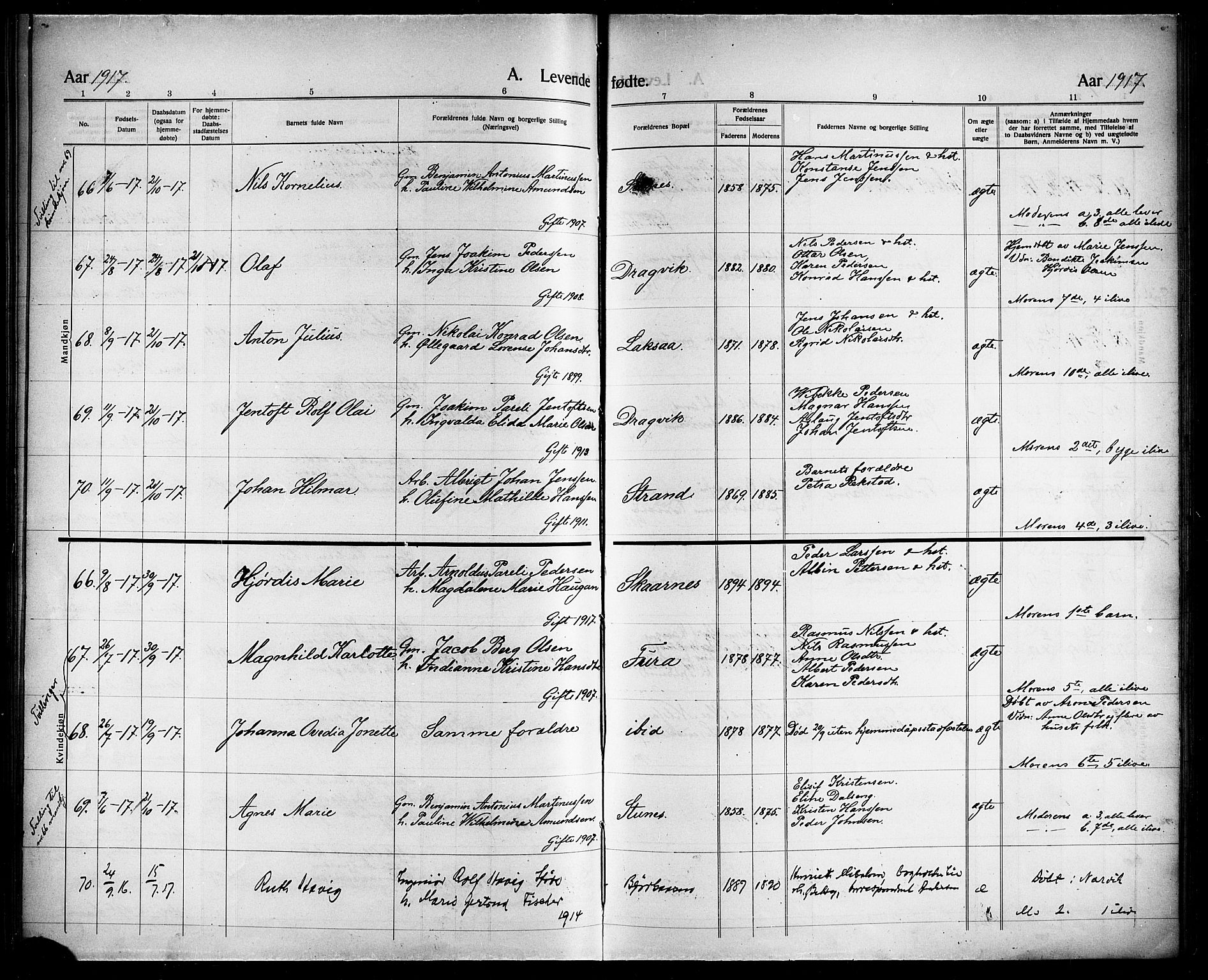 Ministerialprotokoller, klokkerbøker og fødselsregistre - Nordland, AV/SAT-A-1459/863/L0916: Parish register (copy) no. 863C06, 1907-1921