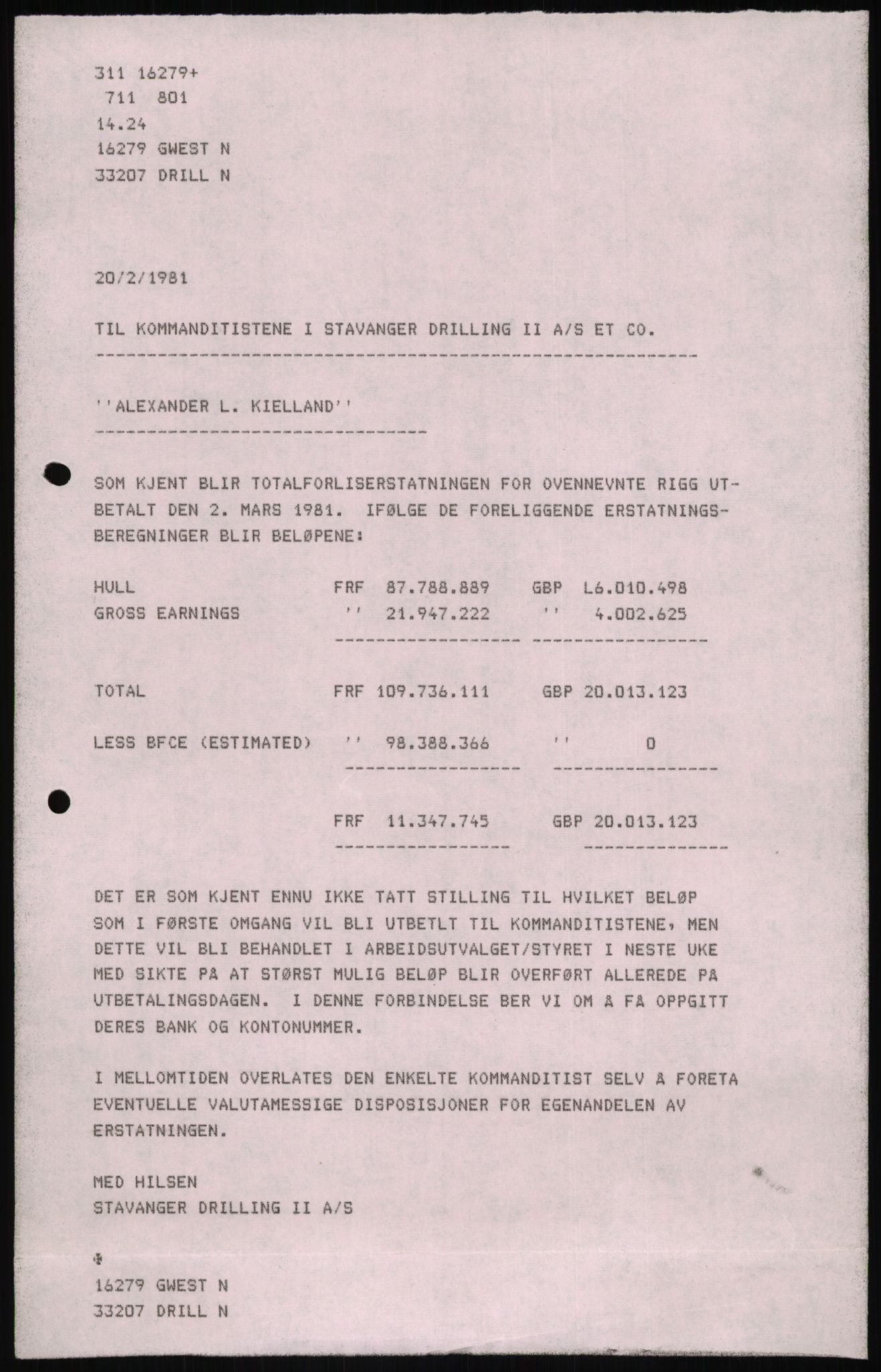 Pa 1503 - Stavanger Drilling AS, AV/SAST-A-101906/D/L0006: Korrespondanse og saksdokumenter, 1974-1984, p. 191