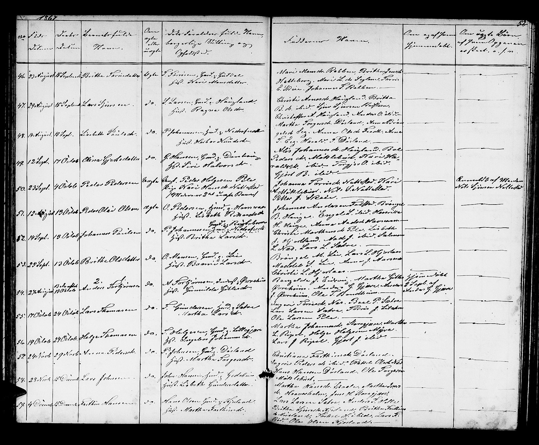 Kvinnherad sokneprestembete, AV/SAB-A-76401/H/Hab: Parish register (copy) no. A 1, 1856-1873, p. 52