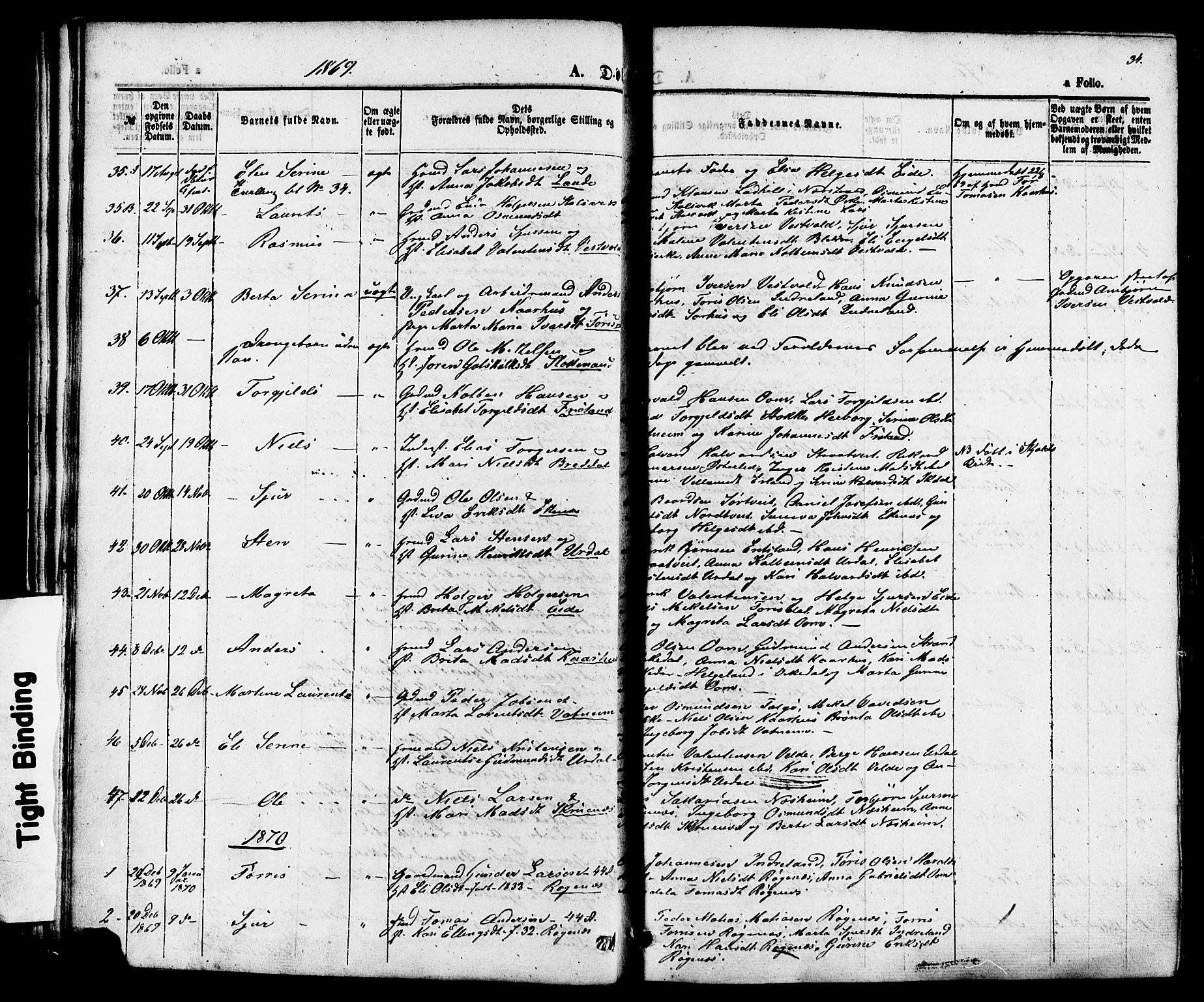 Skjold sokneprestkontor, SAST/A-101847/H/Ha/Haa/L0007: Parish register (official) no. A 7, 1857-1882, p. 34