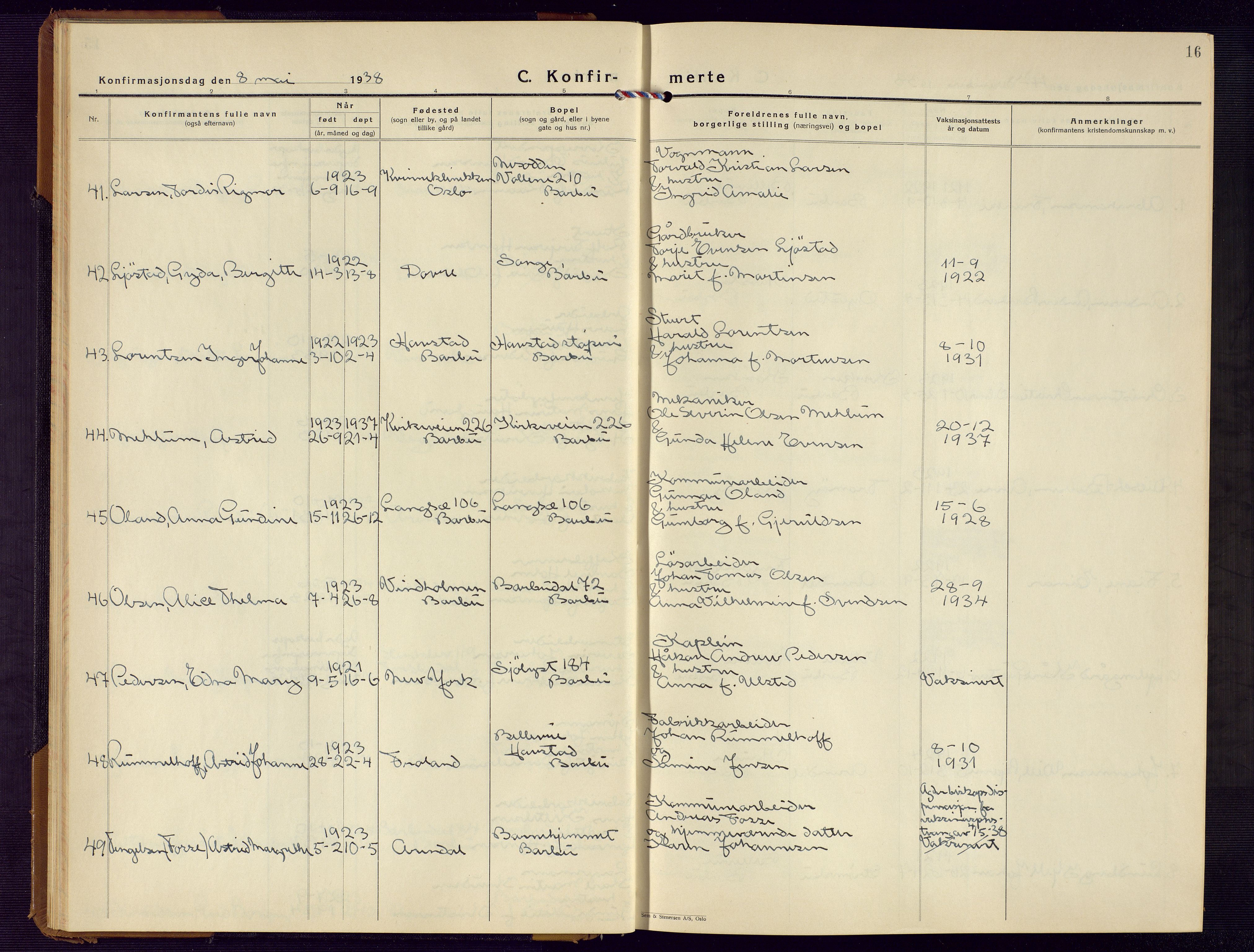 Barbu sokneprestkontor, AV/SAK-1111-0003/F/Fb/L0006: Parish register (copy) no. B 6, 1937-1947, p. 16