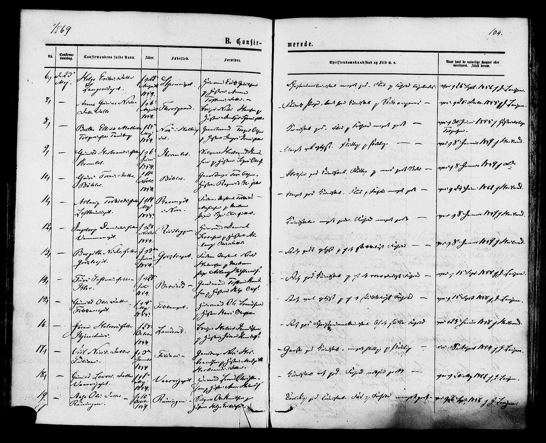 Rollag kirkebøker, SAKO/A-240/F/Fa/L0009: Parish register (official) no. I 9, 1860-1874, p. 104