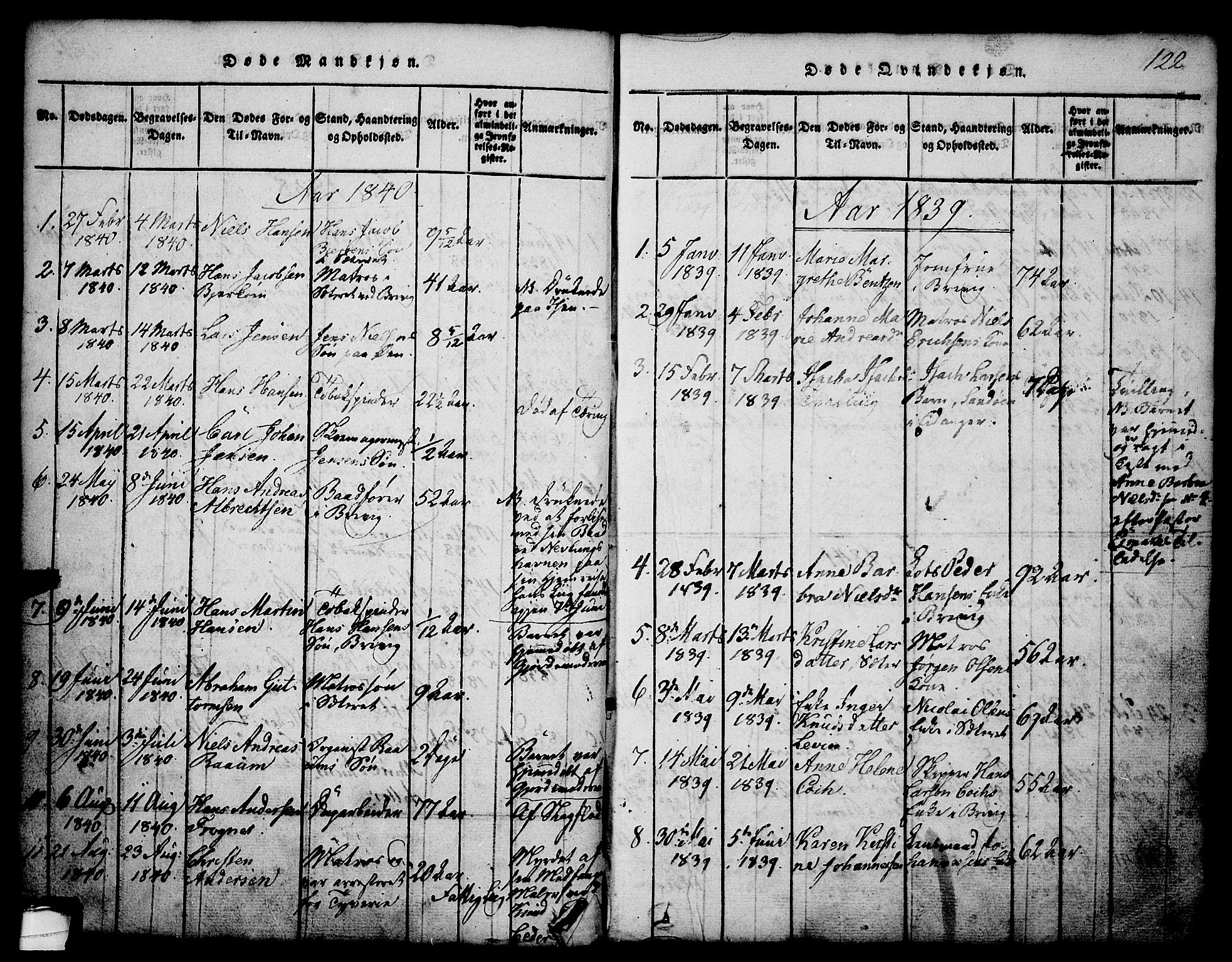 Brevik kirkebøker, SAKO/A-255/G/Ga/L0001: Parish register (copy) no. 1, 1814-1845, p. 122