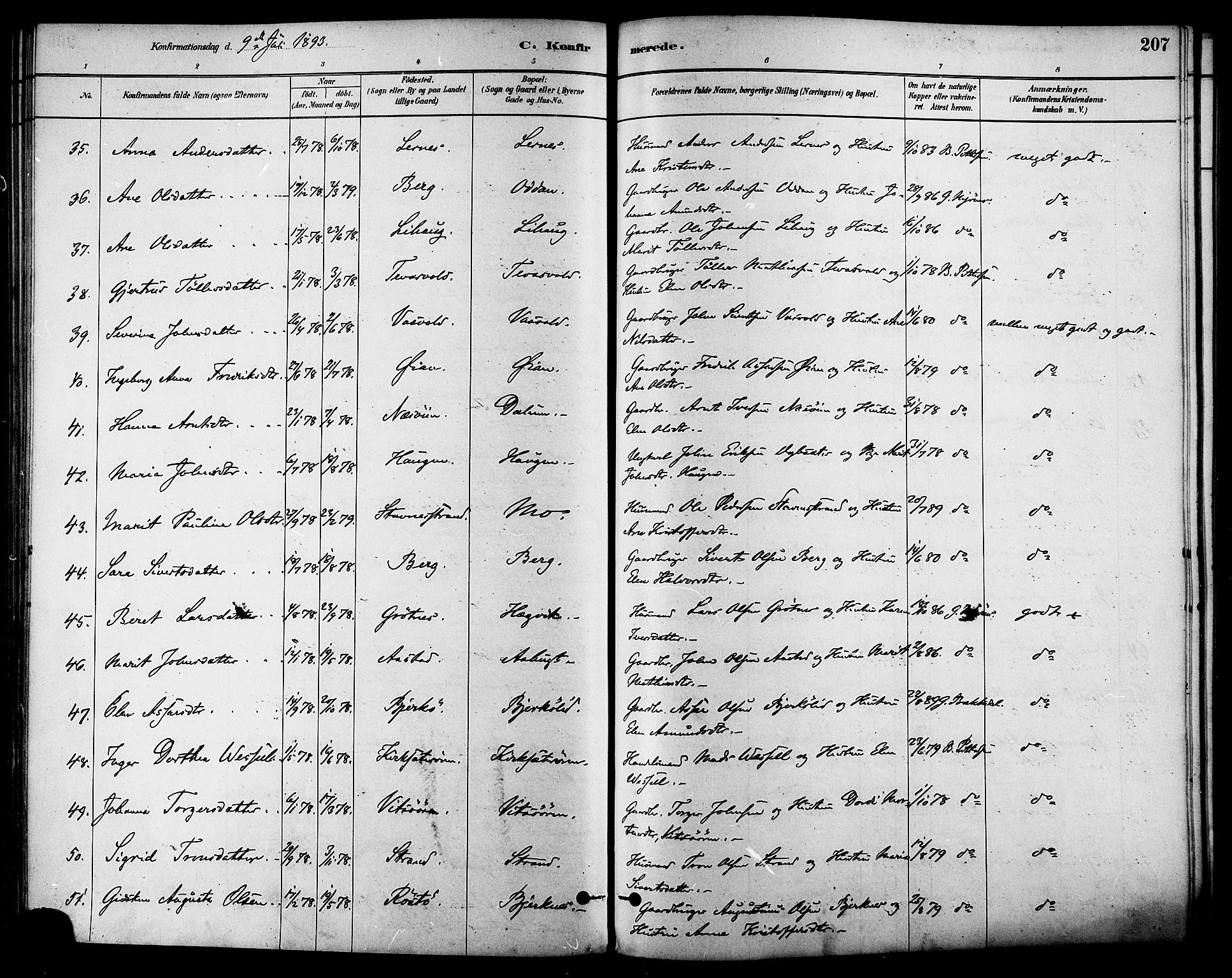 Ministerialprotokoller, klokkerbøker og fødselsregistre - Sør-Trøndelag, SAT/A-1456/630/L0496: Parish register (official) no. 630A09, 1879-1895, p. 207
