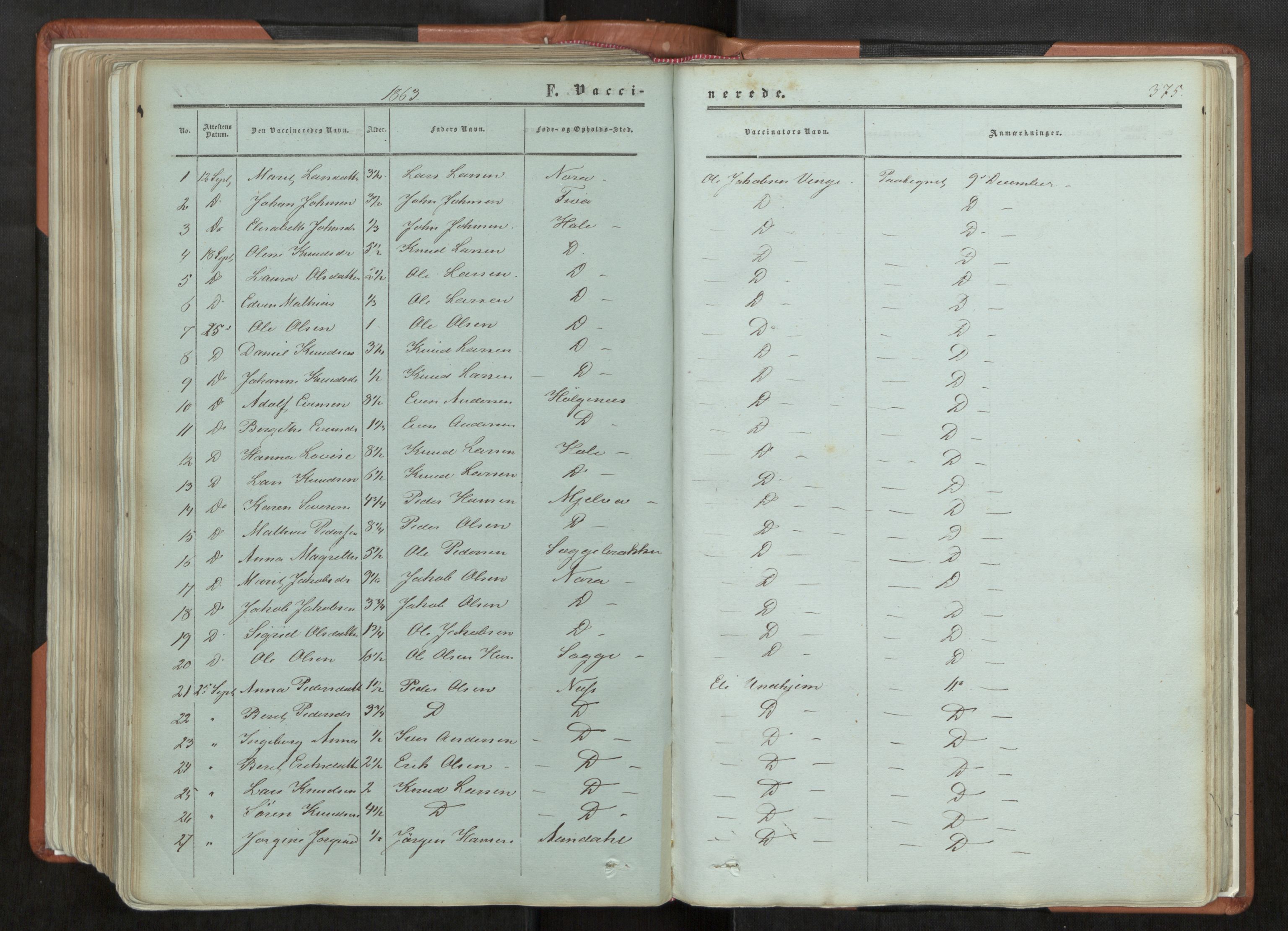 Ministerialprotokoller, klokkerbøker og fødselsregistre - Møre og Romsdal, SAT/A-1454/544/L0572: Parish register (official) no. 544A05, 1854-1886, p. 375
