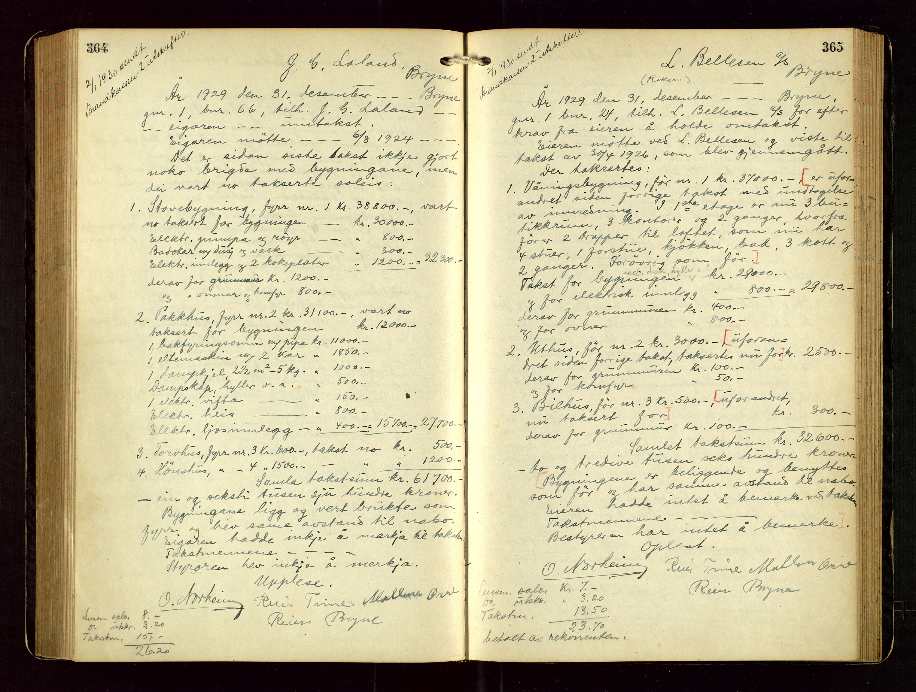 Time lensmannskontor, AV/SAST-A-100420/Goa/L0003: "Brandtakstprotokol", 1918-1944, p. 364-365