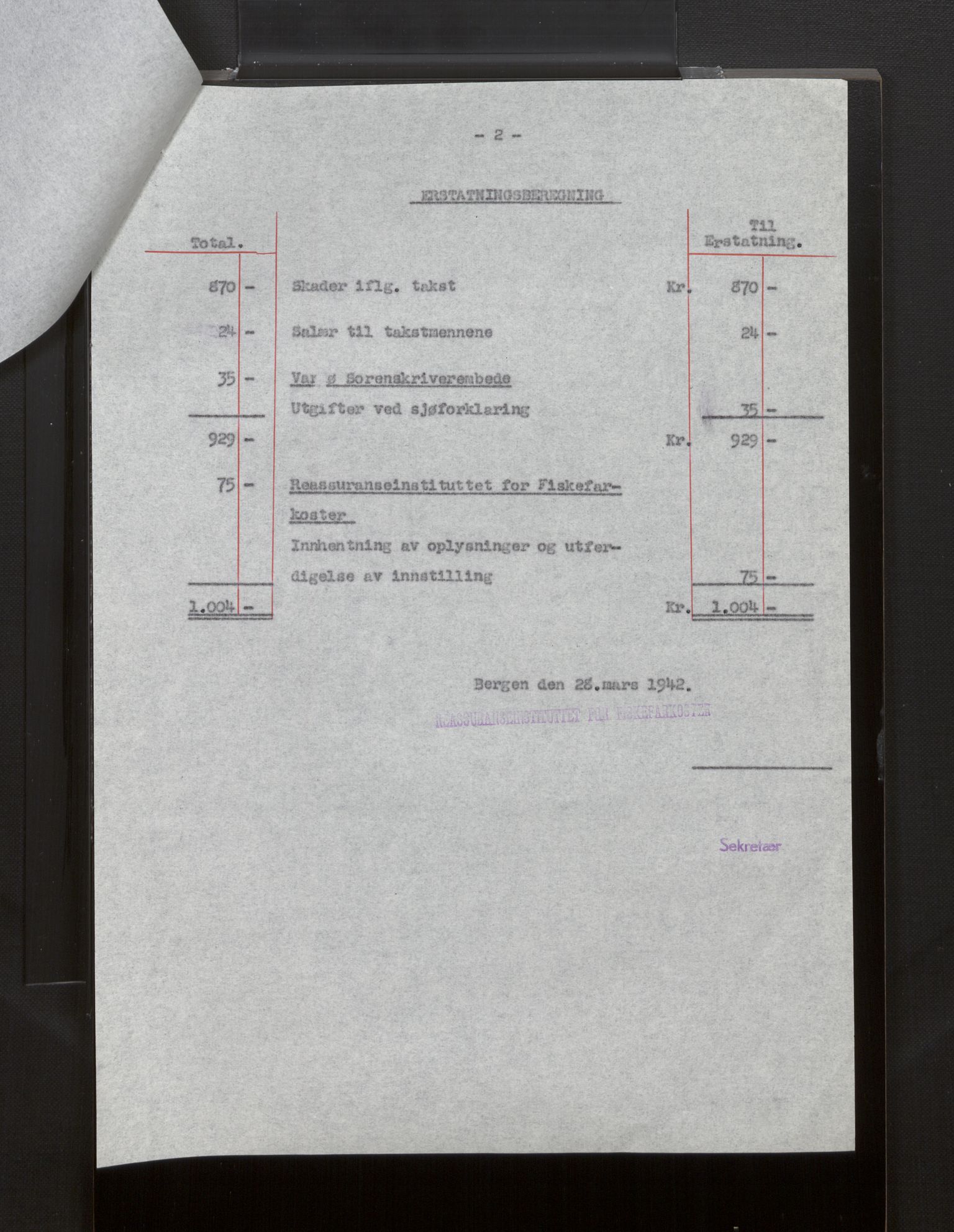 Fiskeridirektoratet - 1 Adm. ledelse - 13 Båtkontoret, AV/SAB-A-2003/La/L0008: Statens krigsforsikring for fiskeflåten, 1936-1971, p. 150