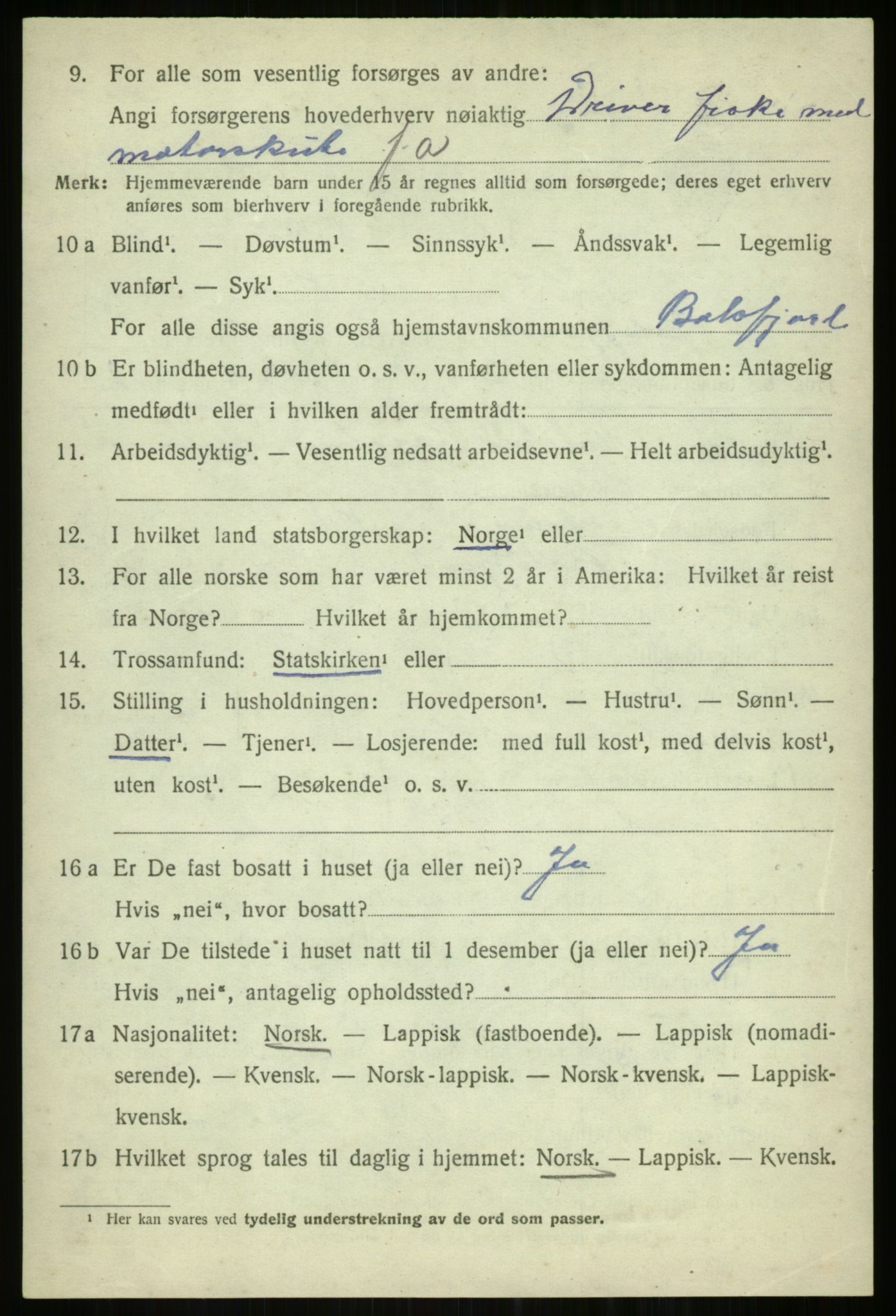 SATØ, 1920 census for Balsfjord, 1920, p. 7613