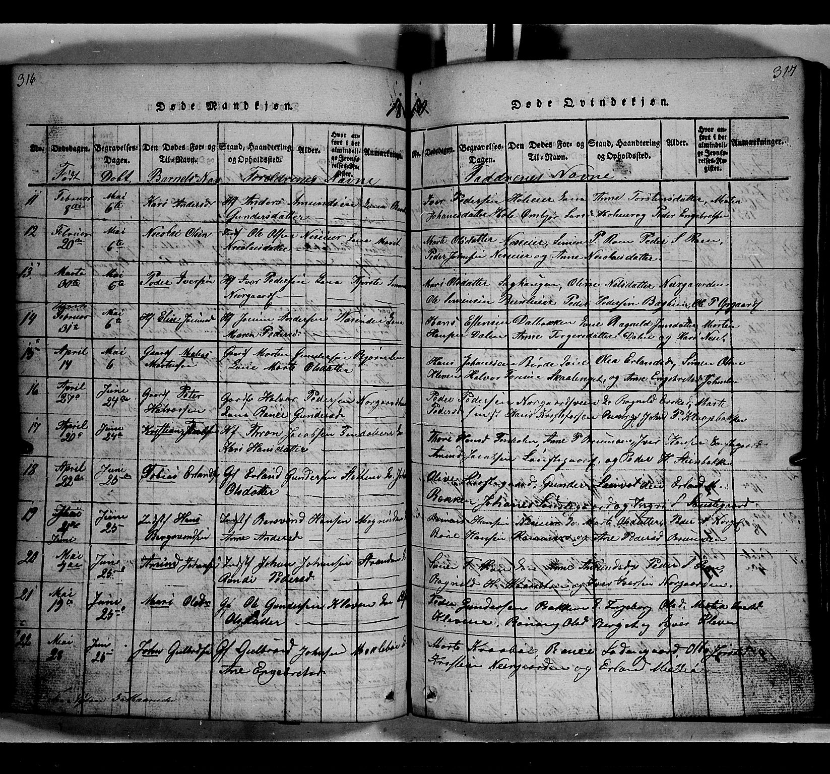 Gausdal prestekontor, SAH/PREST-090/H/Ha/Hab/L0002: Parish register (copy) no. 2, 1818-1874, p. 316-317