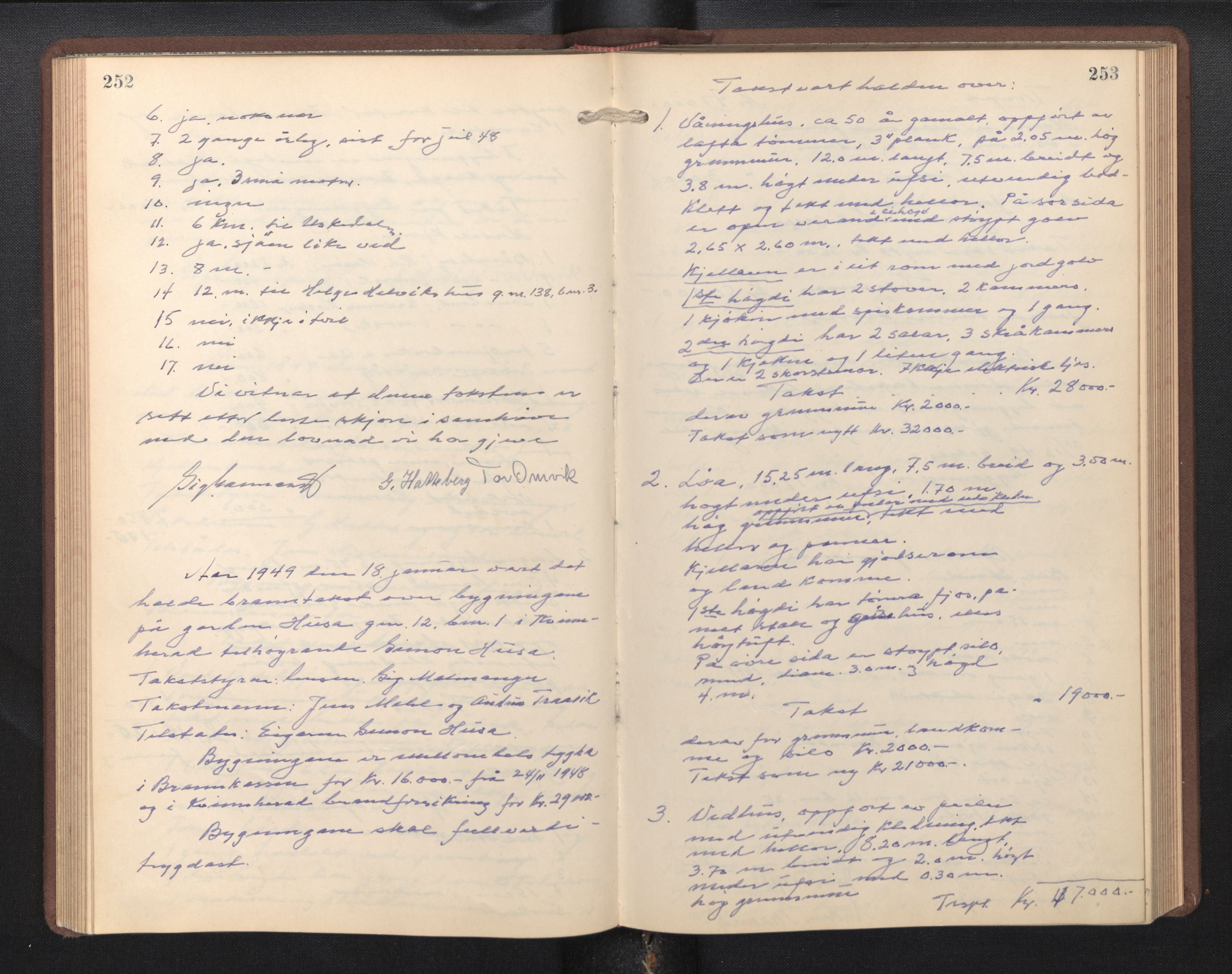 Lensmannen i Kvinnherad, AV/SAB-A-33301/1/0012/L0002: Branntakstprotokoll, 1927-1955, p. 252-253