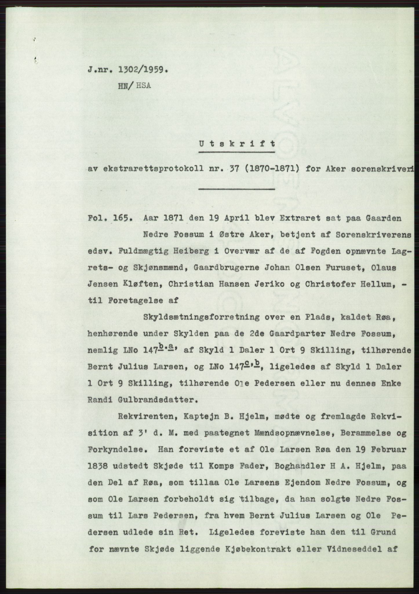 Statsarkivet i Oslo, SAO/A-10621/Z/Zd/L0010: Avskrifter, j.nr 753-1498/1959, 1959, p. 232