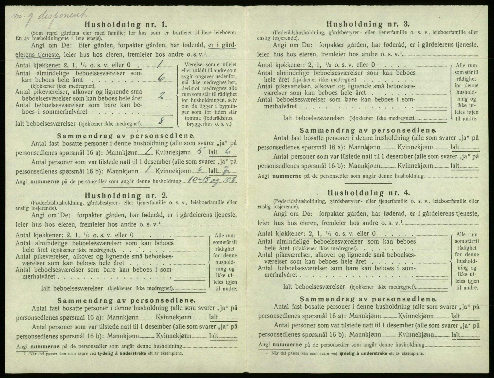 SAB, 1920 census for Fana, 1920, p. 3327