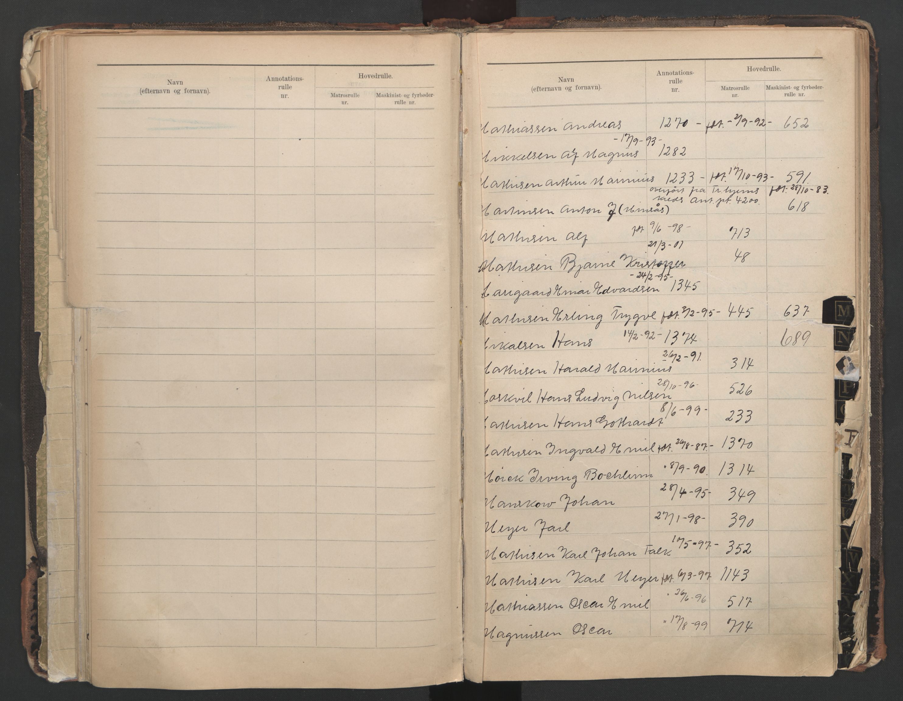 Horten innrulleringskontor, AV/SAKO-A-785/G/Ga/L0001: Register over sjøfarts-, annotasjonsrulle og sjøfartshovedrulle, 1860-1948, p. 56