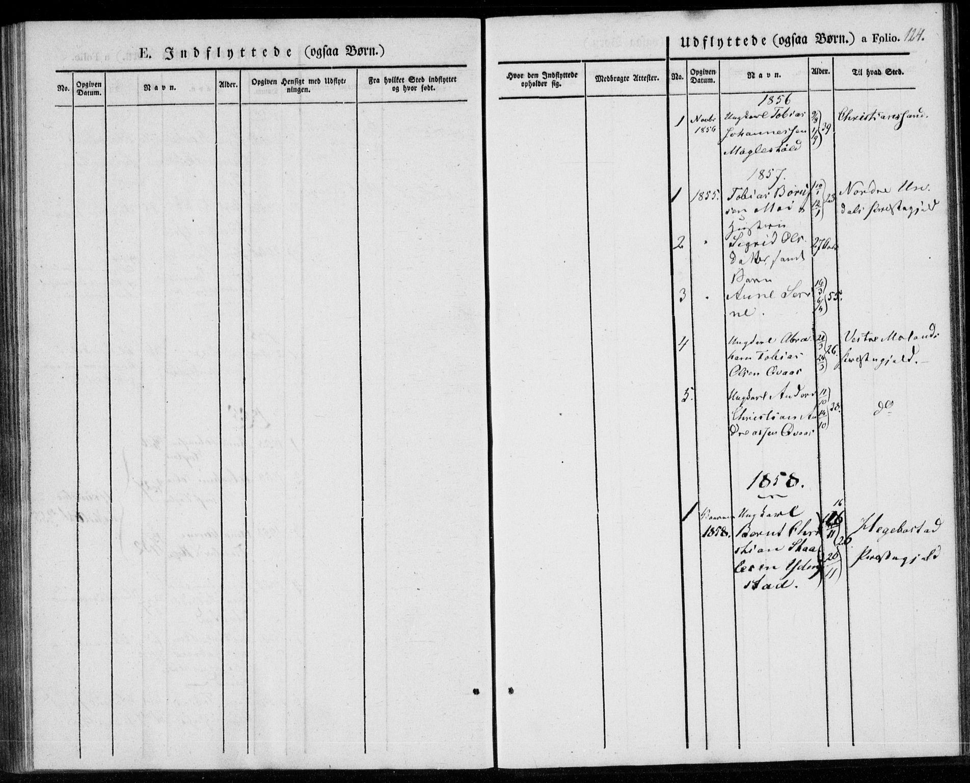 Lyngdal sokneprestkontor, AV/SAK-1111-0029/F/Fa/Fab/L0001: Parish register (official) no. A 1, 1838-1860, p. 124