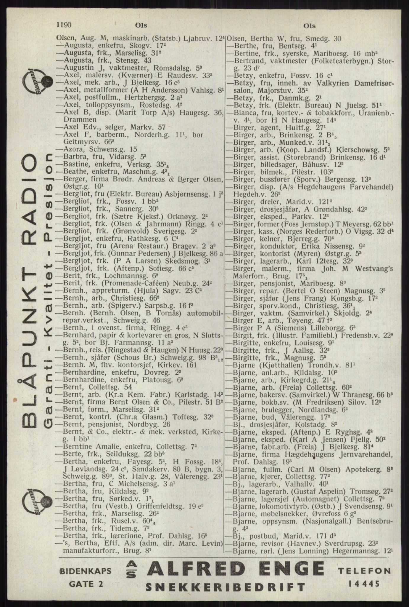 Kristiania/Oslo adressebok, PUBL/-, 1941, p. 1190