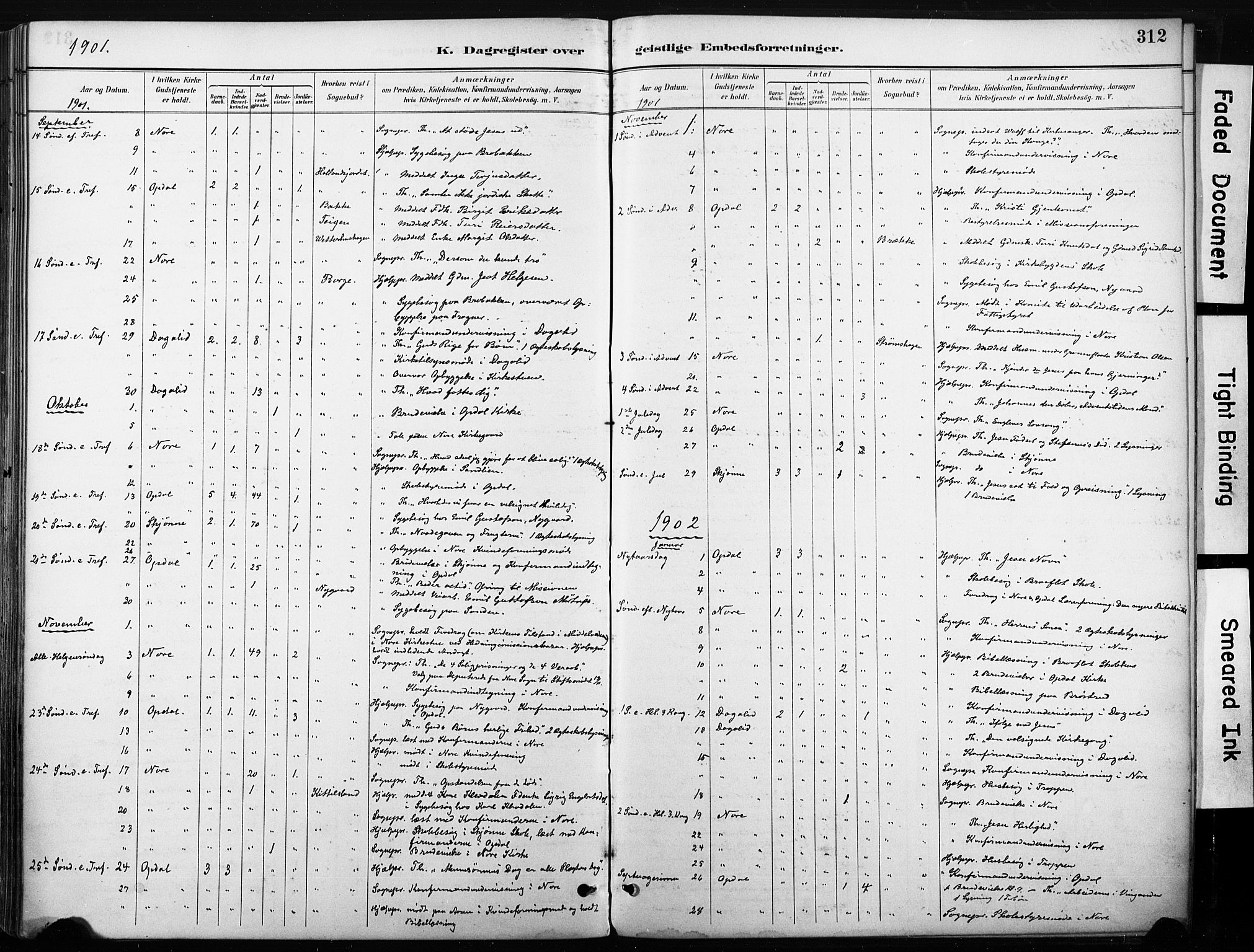 Nore kirkebøker, SAKO/A-238/F/Fb/L0002: Parish register (official) no. II 2, 1886-1906, p. 312