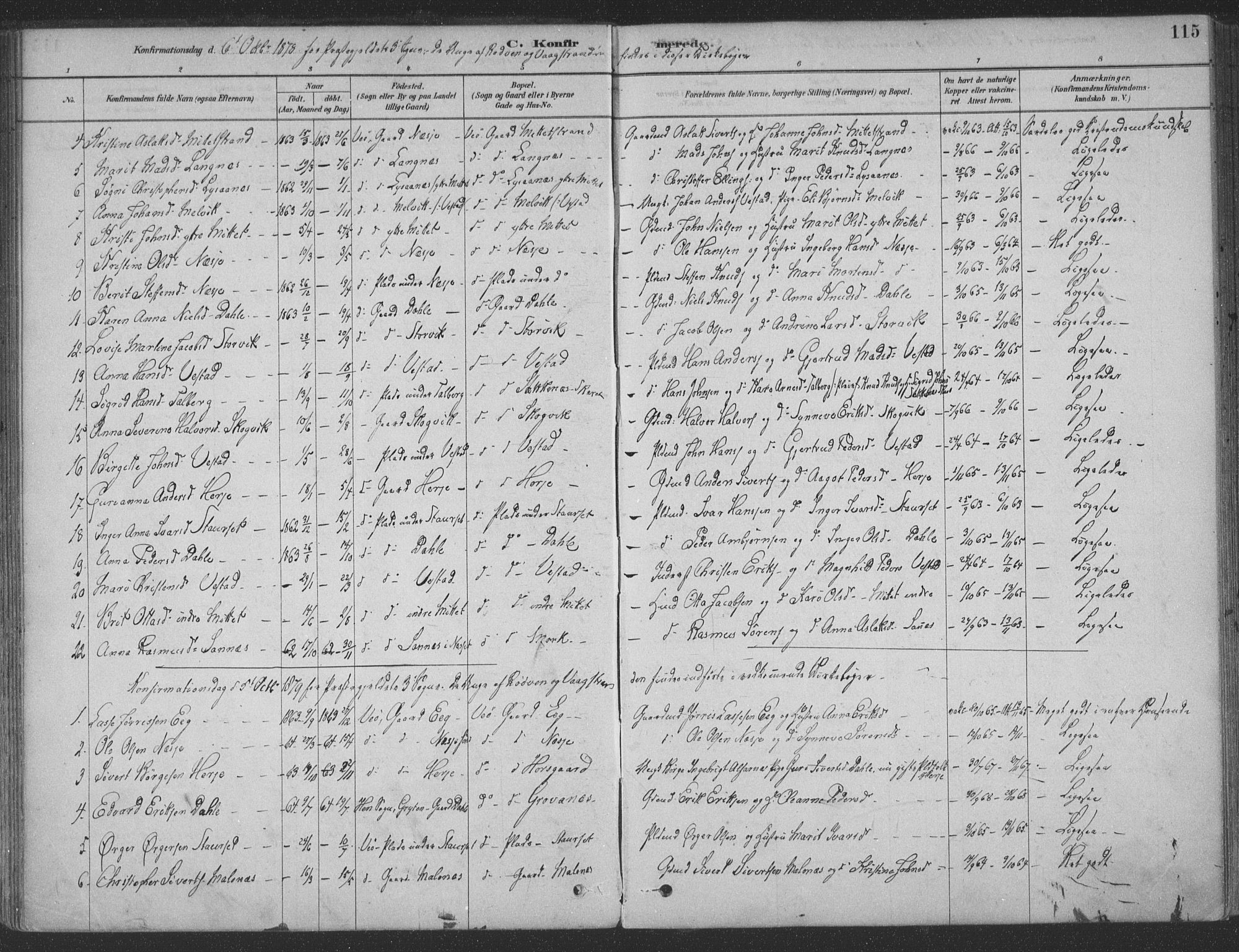 Ministerialprotokoller, klokkerbøker og fødselsregistre - Møre og Romsdal, AV/SAT-A-1454/547/L0604: Parish register (official) no. 547A06, 1878-1906, p. 115