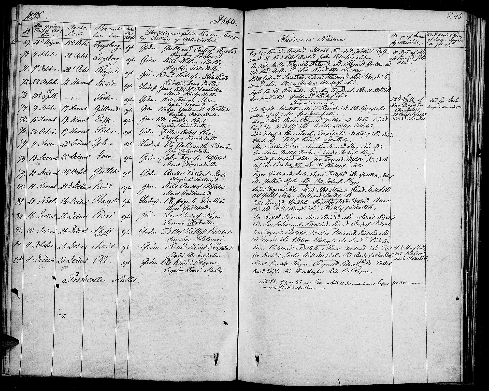 Slidre prestekontor, AV/SAH-PREST-134/H/Ha/Haa/L0004: Parish register (official) no. 4, 1831-1848, p. 245