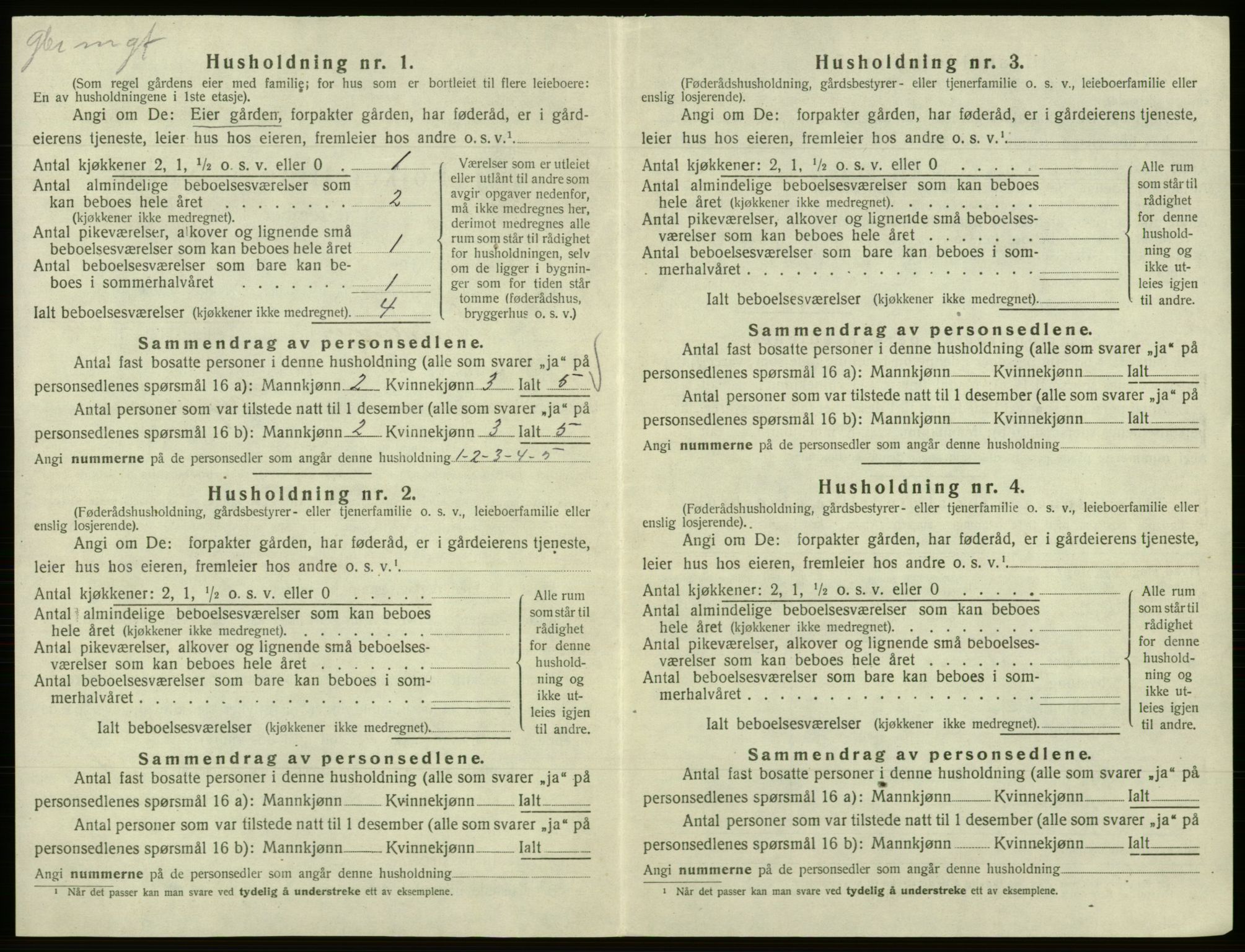 SAB, 1920 census for Samnanger, 1920, p. 838