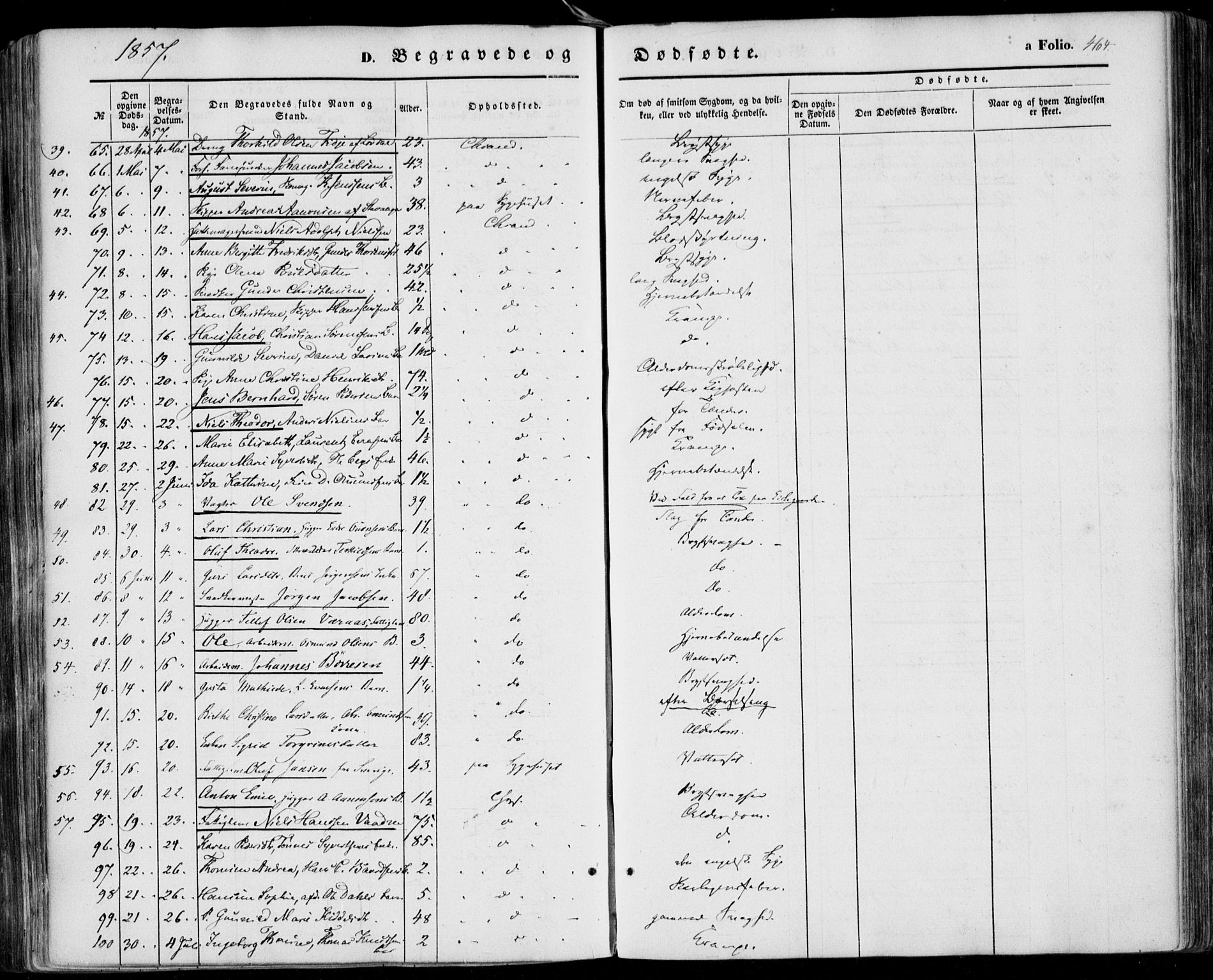 Kristiansand domprosti, AV/SAK-1112-0006/F/Fa/L0014: Parish register (official) no. A 14, 1852-1867, p. 464