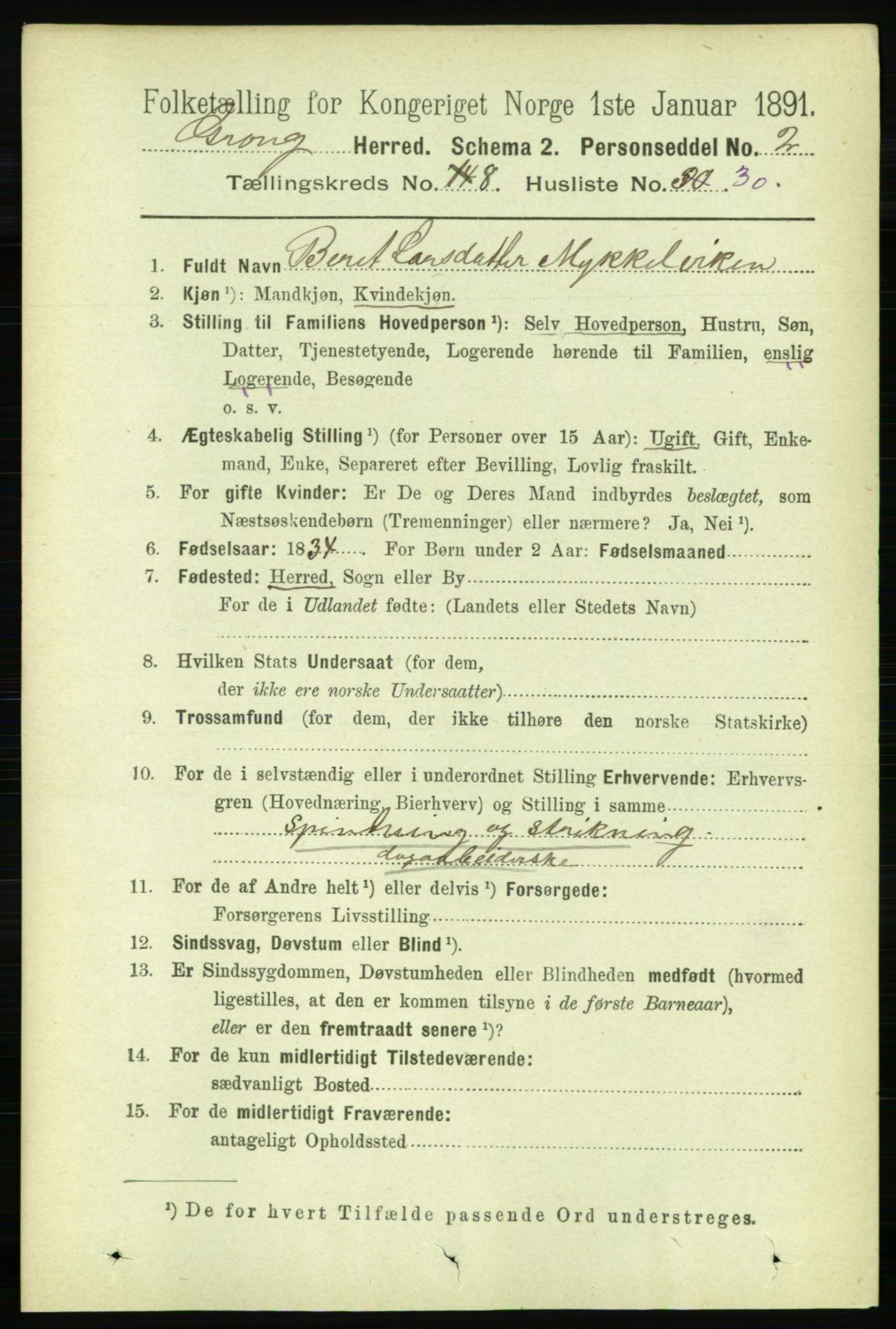 RA, 1891 census for 1742 Grong, 1891, p. 3060