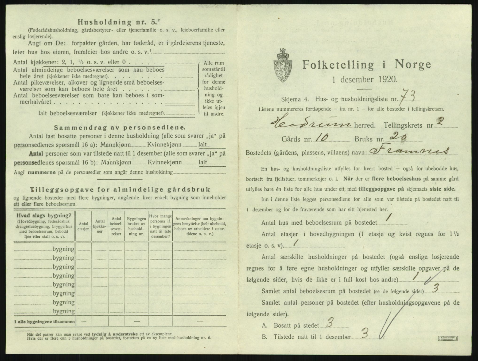 SAKO, 1920 census for Hedrum, 1920, p. 275