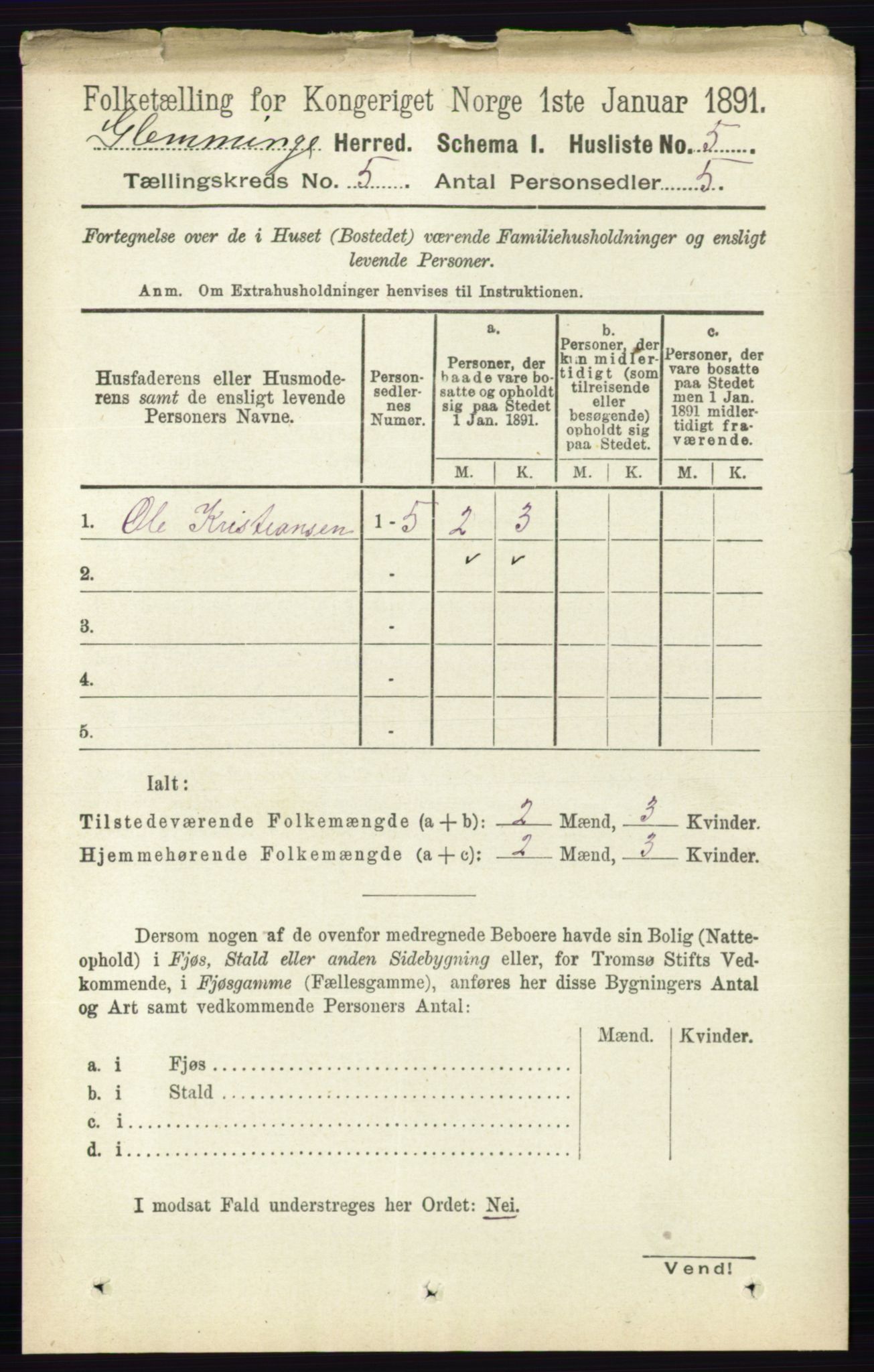 RA, 1891 census for 0132 Glemmen, 1891, p. 5902