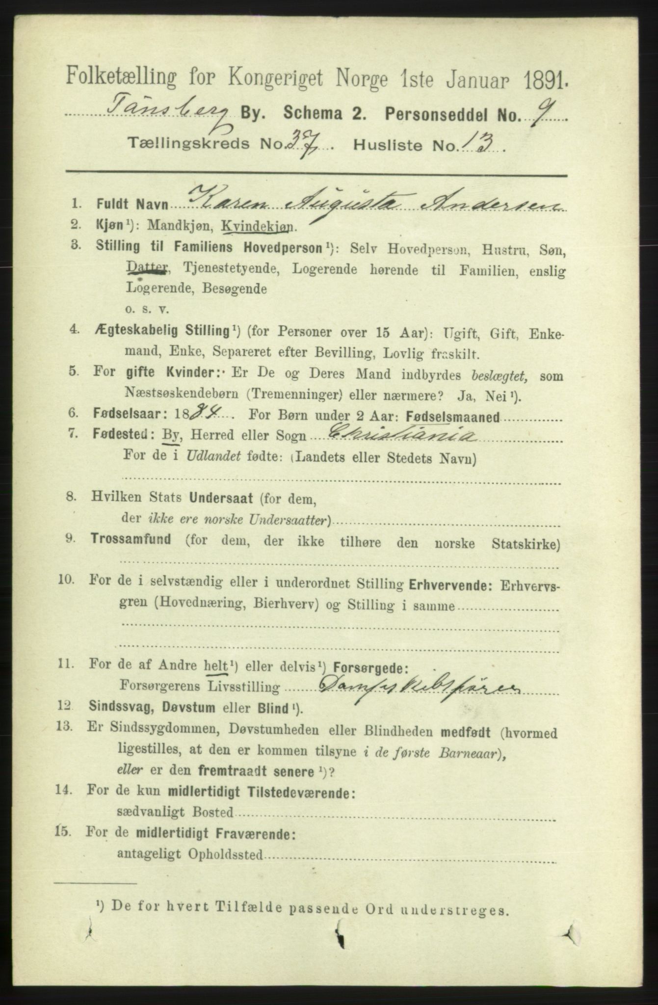 RA, 1891 census for 0705 Tønsberg, 1891, p. 8076