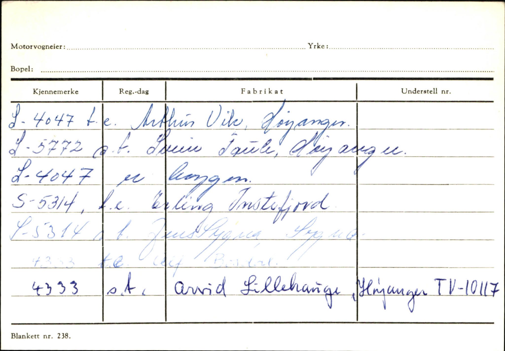 Statens vegvesen, Sogn og Fjordane vegkontor, AV/SAB-A-5301/4/F/L0131: Eigarregister Høyanger P-Å. Stryn S-Å, 1945-1975, p. 47