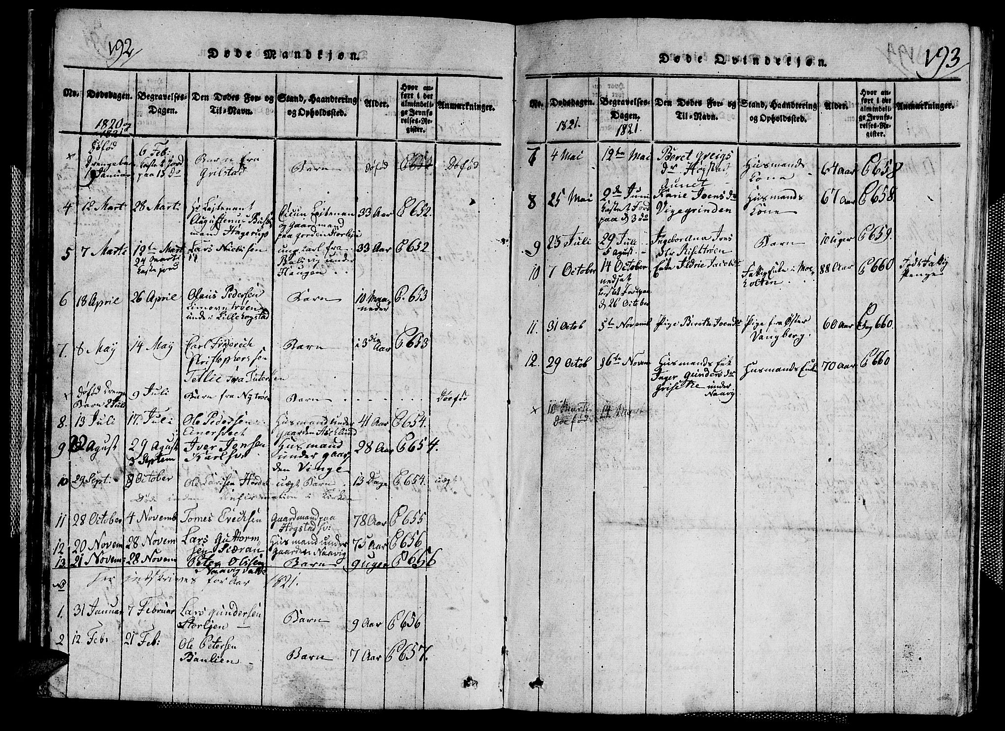 Ministerialprotokoller, klokkerbøker og fødselsregistre - Nord-Trøndelag, SAT/A-1458/713/L0124: Parish register (copy) no. 713C01, 1817-1827, p. 192-193