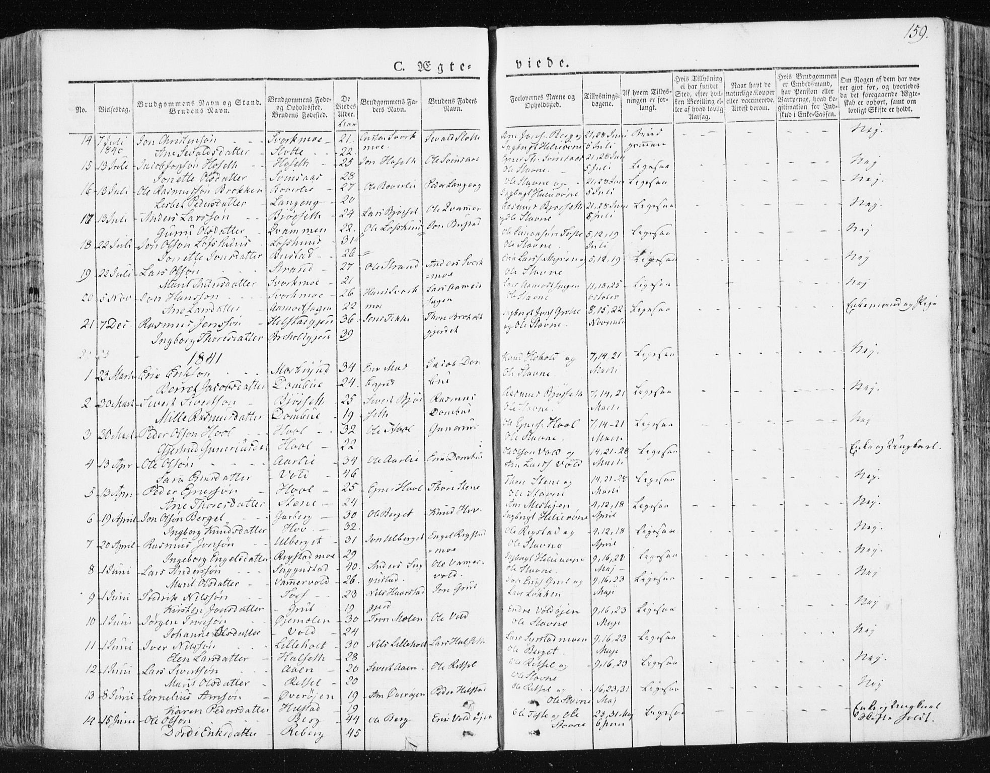 Ministerialprotokoller, klokkerbøker og fødselsregistre - Sør-Trøndelag, SAT/A-1456/672/L0855: Parish register (official) no. 672A07, 1829-1860, p. 159