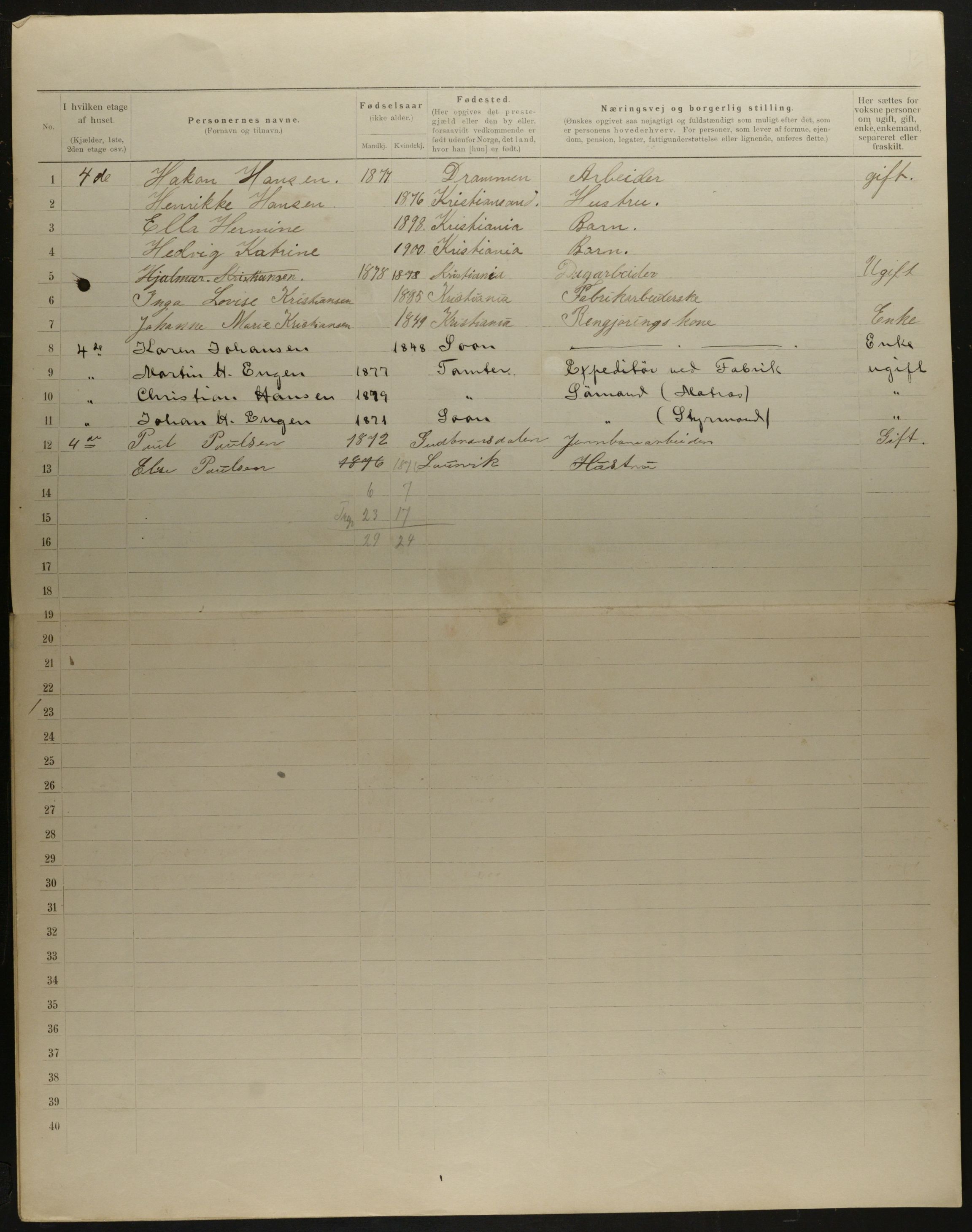 OBA, Municipal Census 1901 for Kristiania, 1901, p. 11627