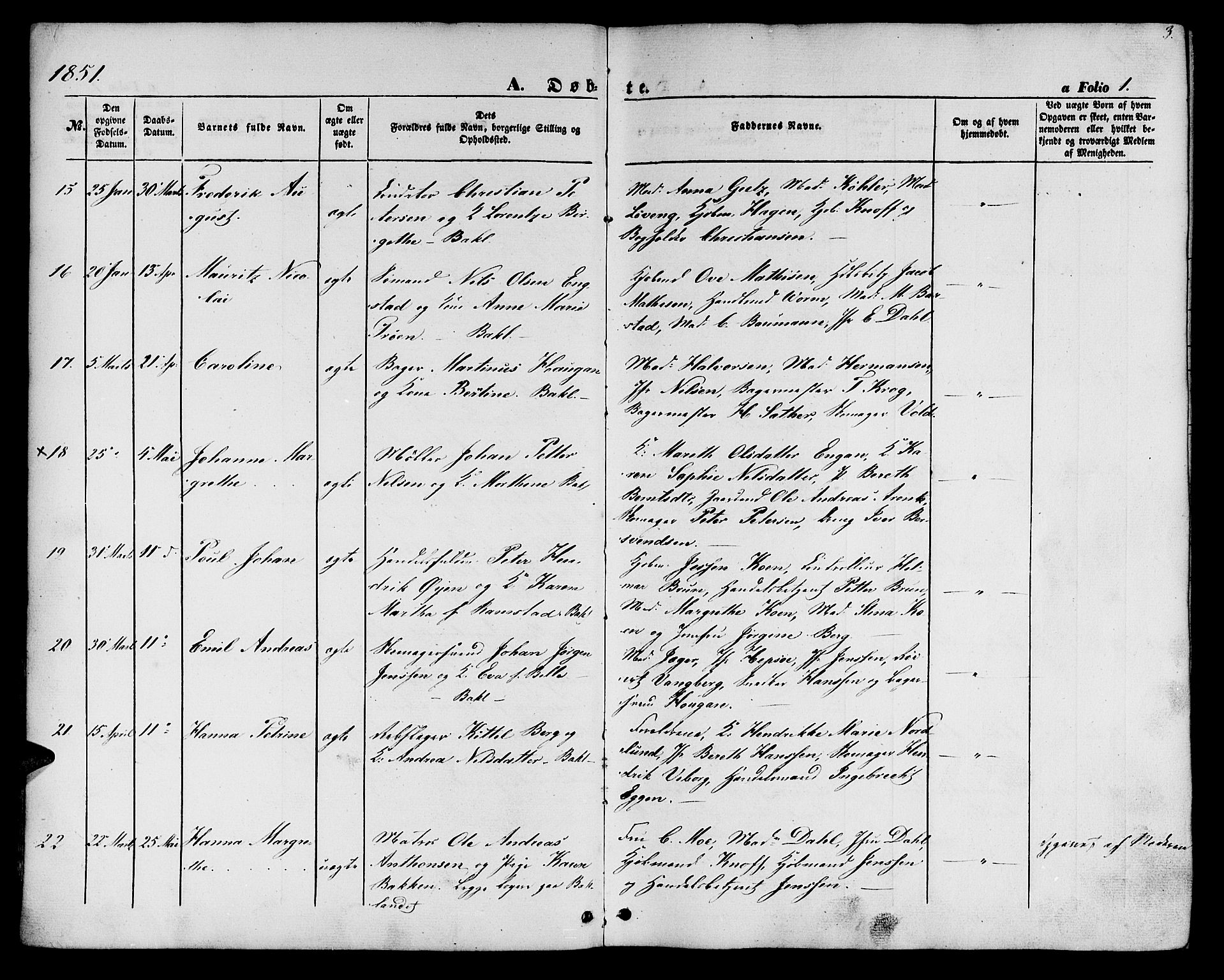 Ministerialprotokoller, klokkerbøker og fødselsregistre - Sør-Trøndelag, SAT/A-1456/604/L0184: Parish register (official) no. 604A05, 1851-1860, p. 3