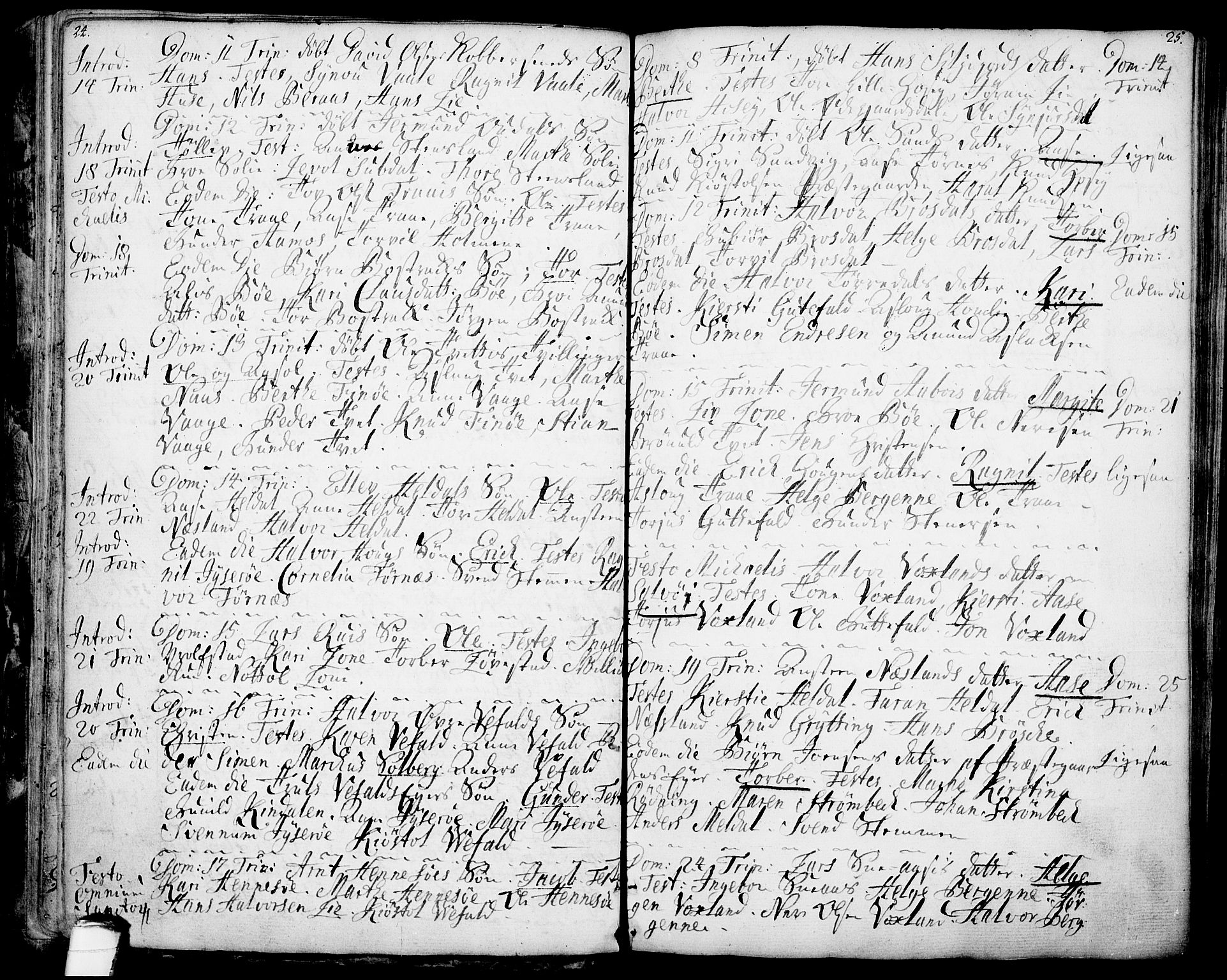 Drangedal kirkebøker, AV/SAKO-A-258/F/Fa/L0001: Parish register (official) no. 1, 1697-1767, p. 24-25