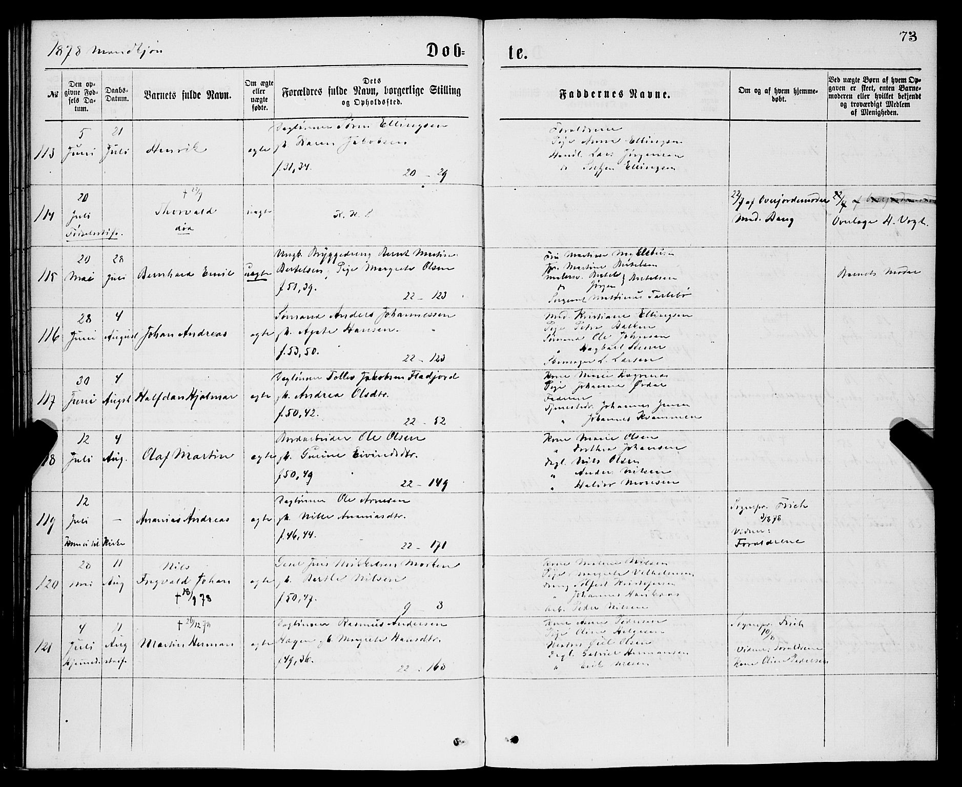 Korskirken sokneprestembete, AV/SAB-A-76101/H/Hab: Parish register (copy) no. B 7, 1874-1878, p. 73