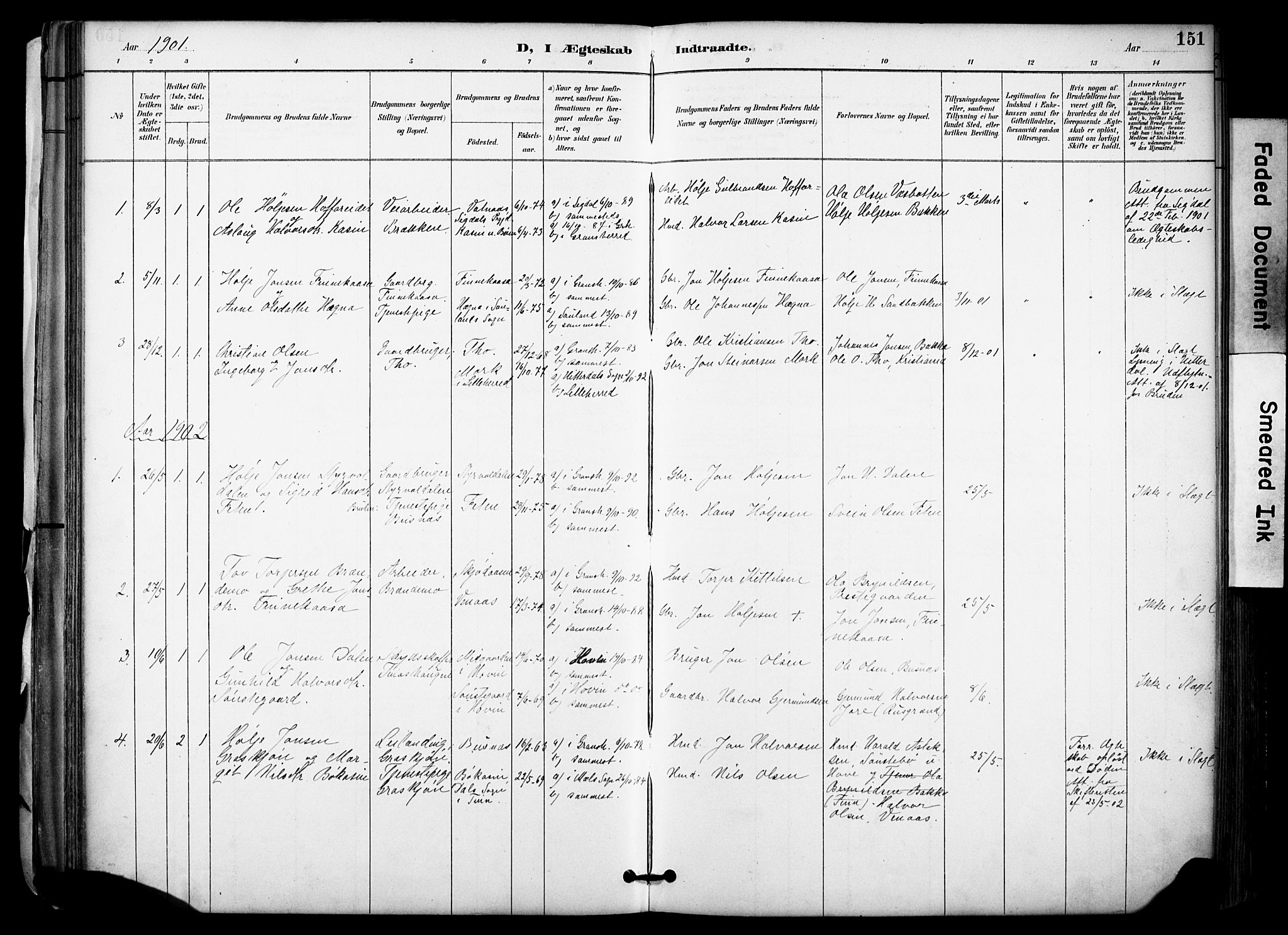Gransherad kirkebøker, SAKO/A-267/F/Fa/L0005: Parish register (official) no. I 5, 1887-1916, p. 151