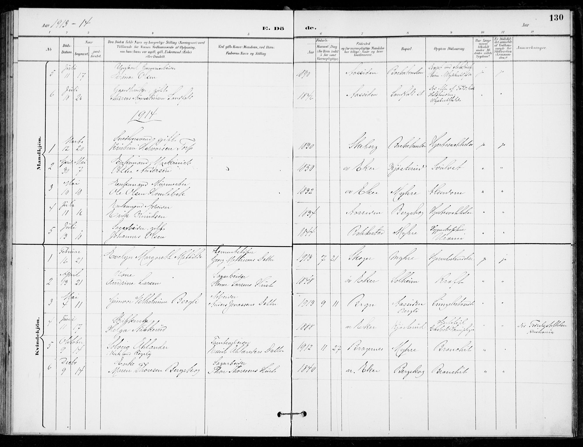 Åssiden kirkebøker, SAKO/A-251/F/Fa/L0002: Parish register (official) no. 2, 1896-1916, p. 130