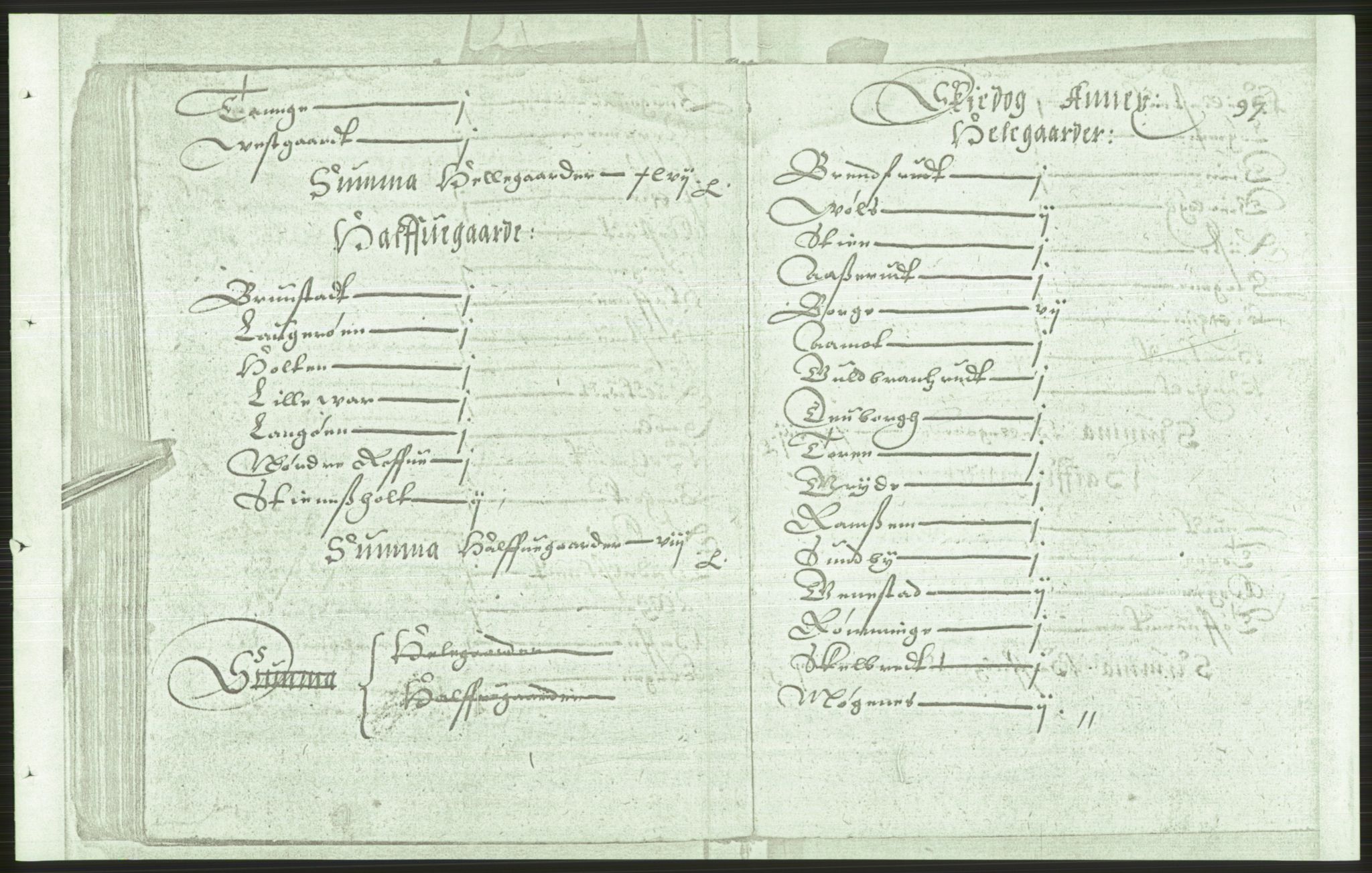 Manuskriptsamlingen, AV/RA-EA-3667/F/L0175b: Kopi av Universitetsbiblioteket, manuskript kvarto nr. 503, Manntall på fulle og halve og ødegårder uti Oslo og Hamar stift anno 1602, II Tønsberg, Brunla, Numedal, Nedre Telemark, 1602, p. 96b-97a