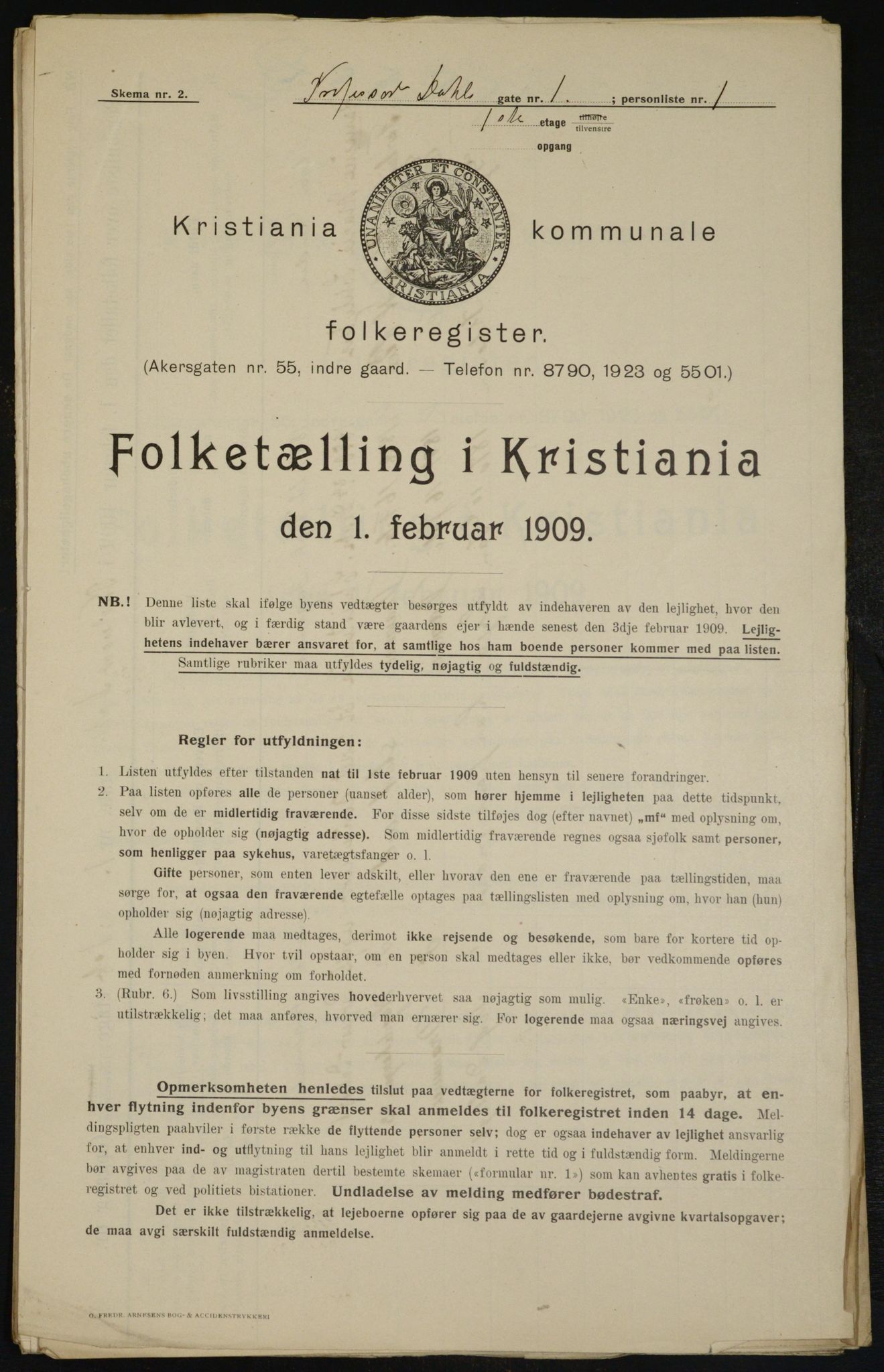 OBA, Municipal Census 1909 for Kristiania, 1909, p. 73705