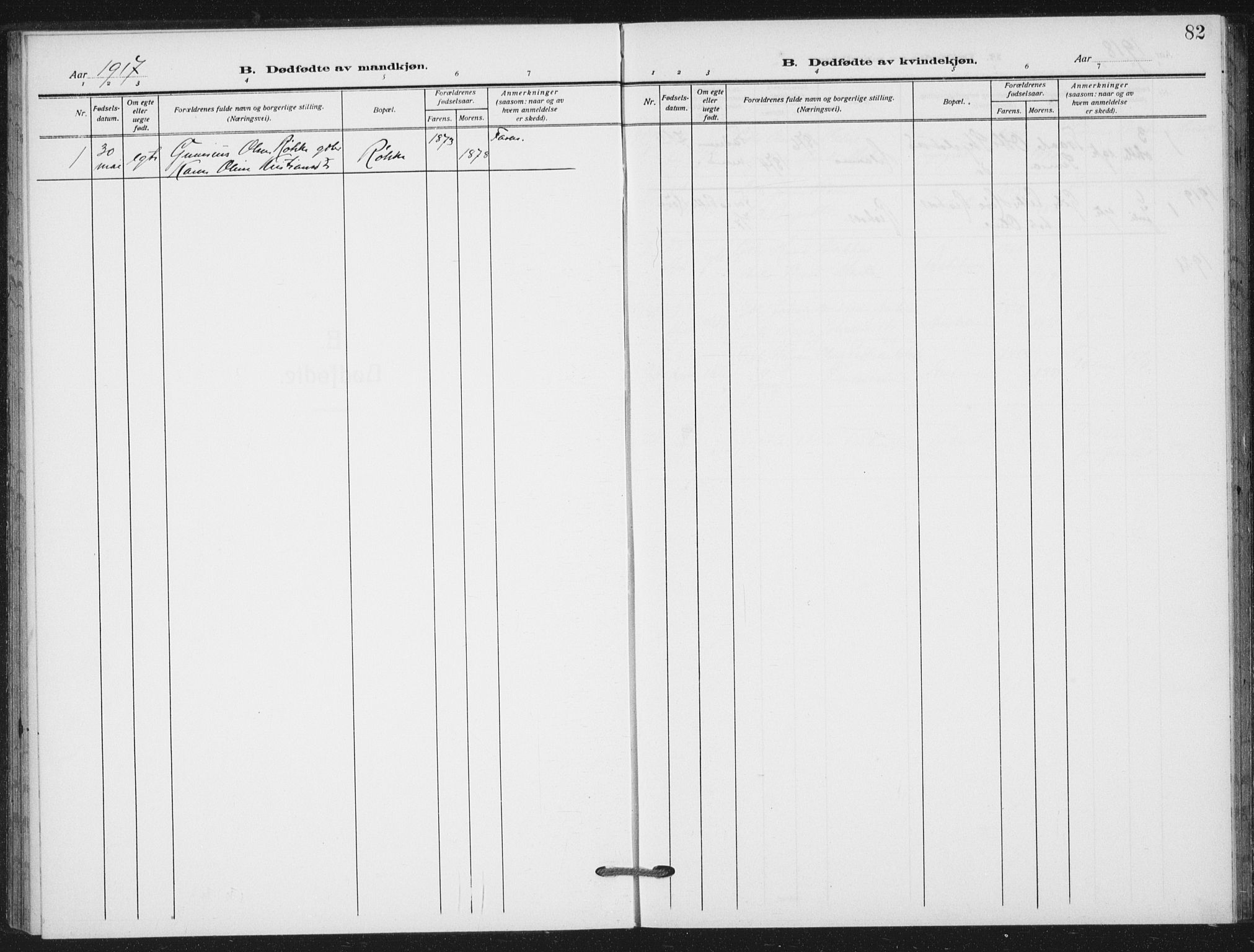 Ministerialprotokoller, klokkerbøker og fødselsregistre - Nord-Trøndelag, SAT/A-1458/712/L0102: Parish register (official) no. 712A03, 1916-1929, p. 82