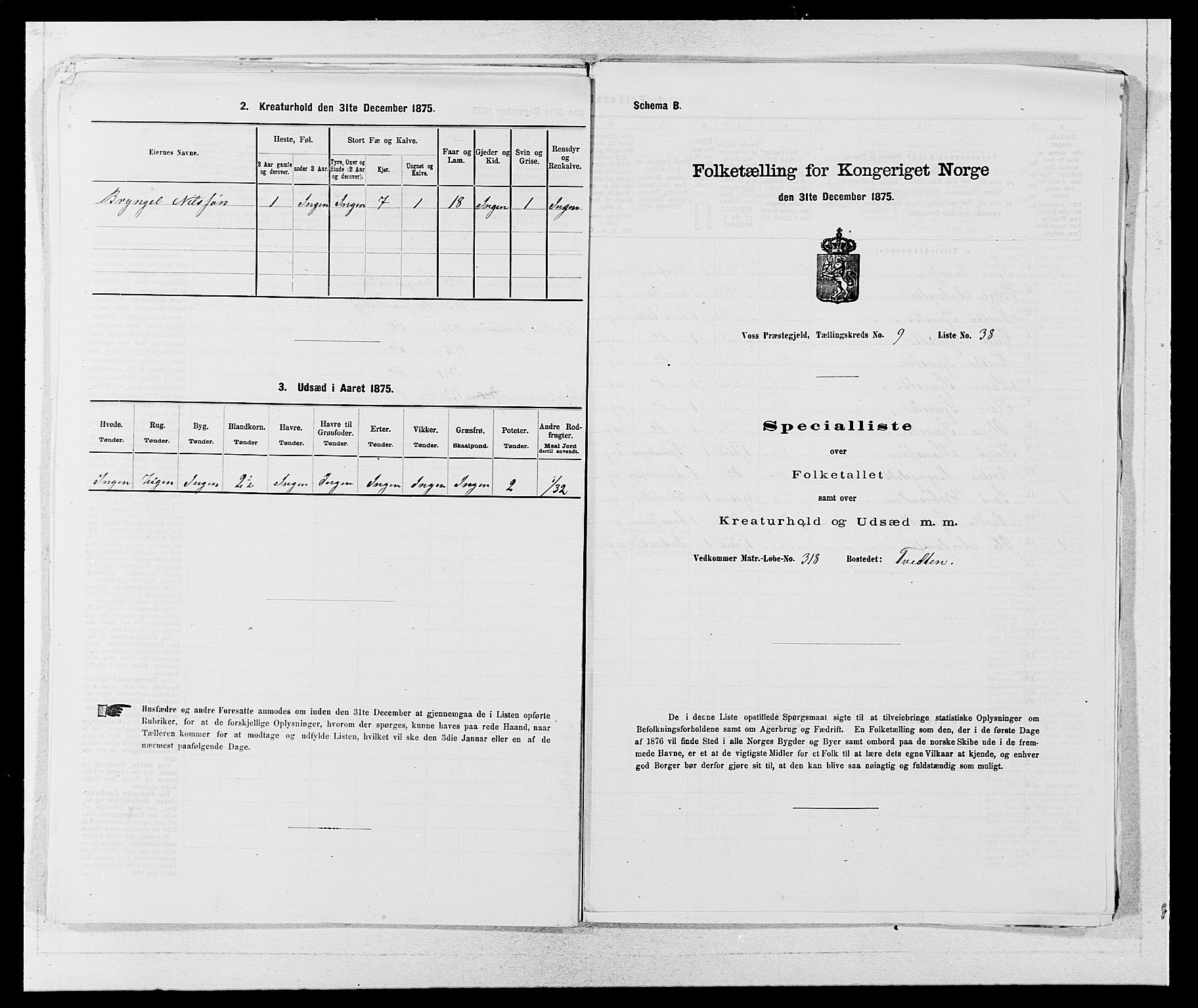 SAB, 1875 census for 1235P Voss, 1875, p. 1121